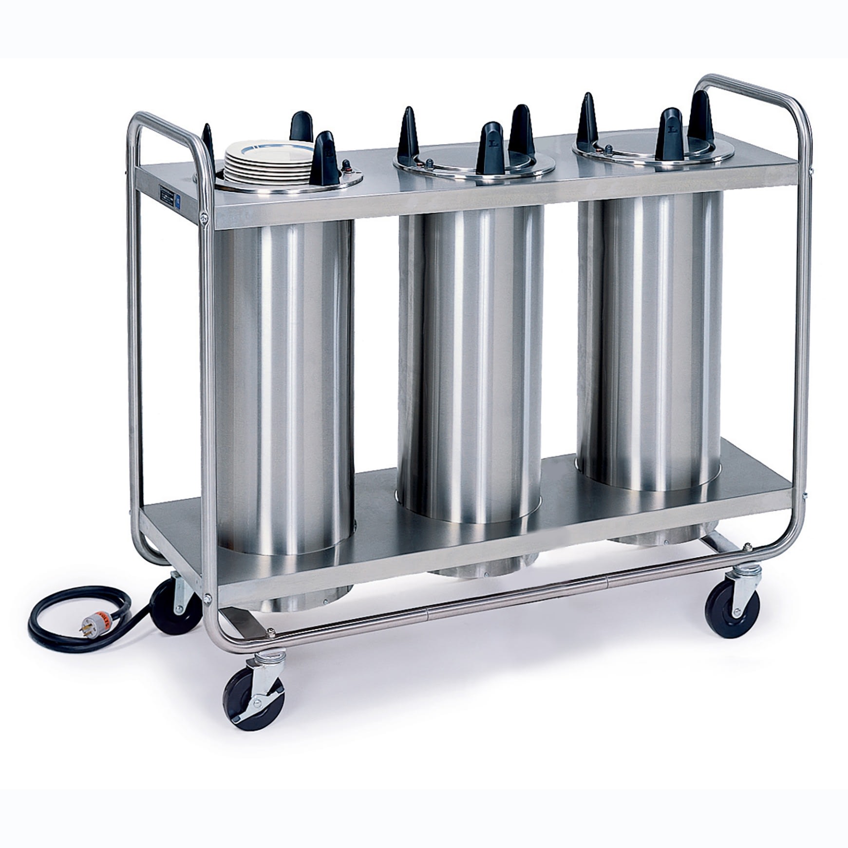 Lakeside Manufacturing 8307 Mobile Plate Dispenser, Heated, Tubular Frame, Three Stack, for 6-5/8 to 7-1/4 Inch Plates