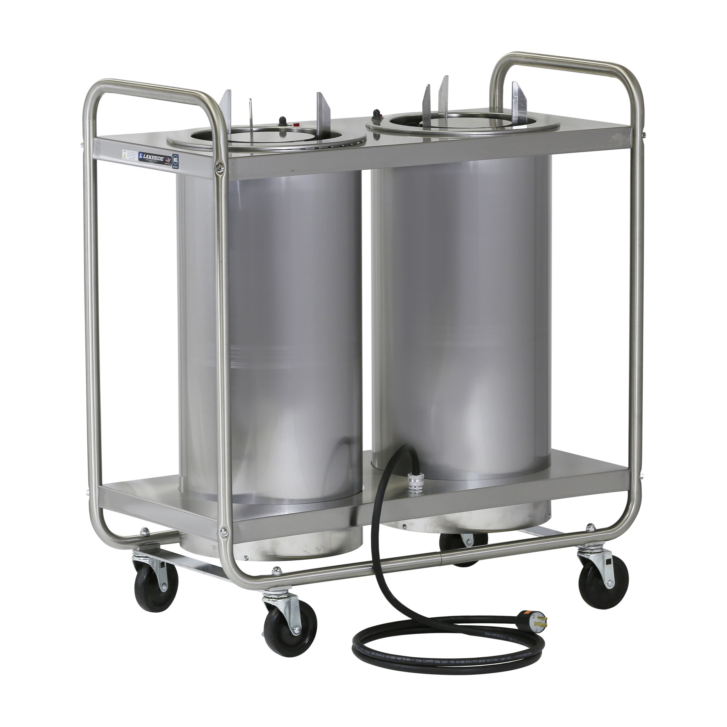 Lakeside Manufacturing 777 Mobile Plate Dispenser, Heated, Adjust-a-Fit Tubular Frame, Two Stack for 6-1/2 to 9-3/4 Inch Plates