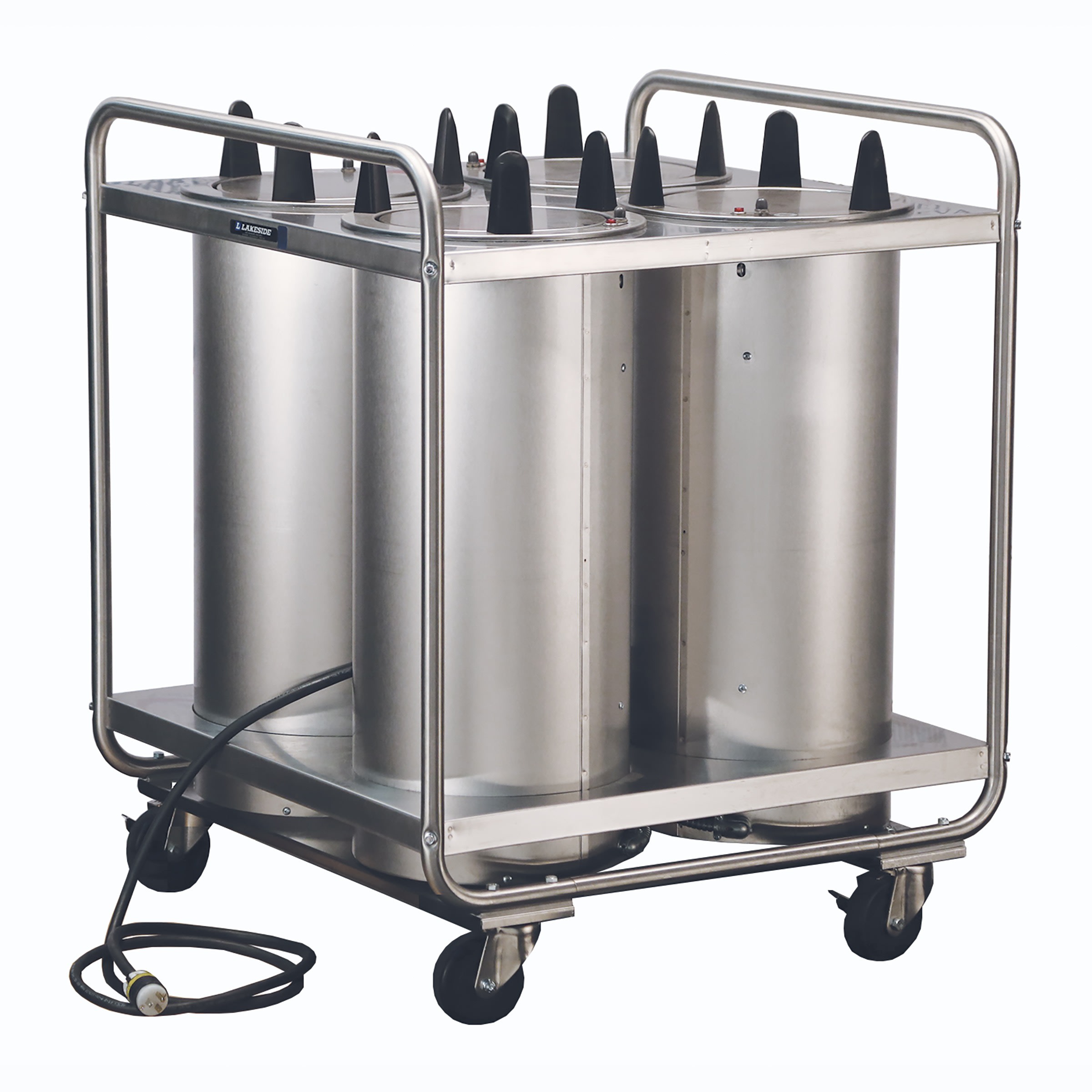 Lakeside Manufacturing 8406 Mobile Plate Dispenser, Heated, Tubular Frame, Four Stack, for 5-7/8 to 6-1/2 Inch Plates