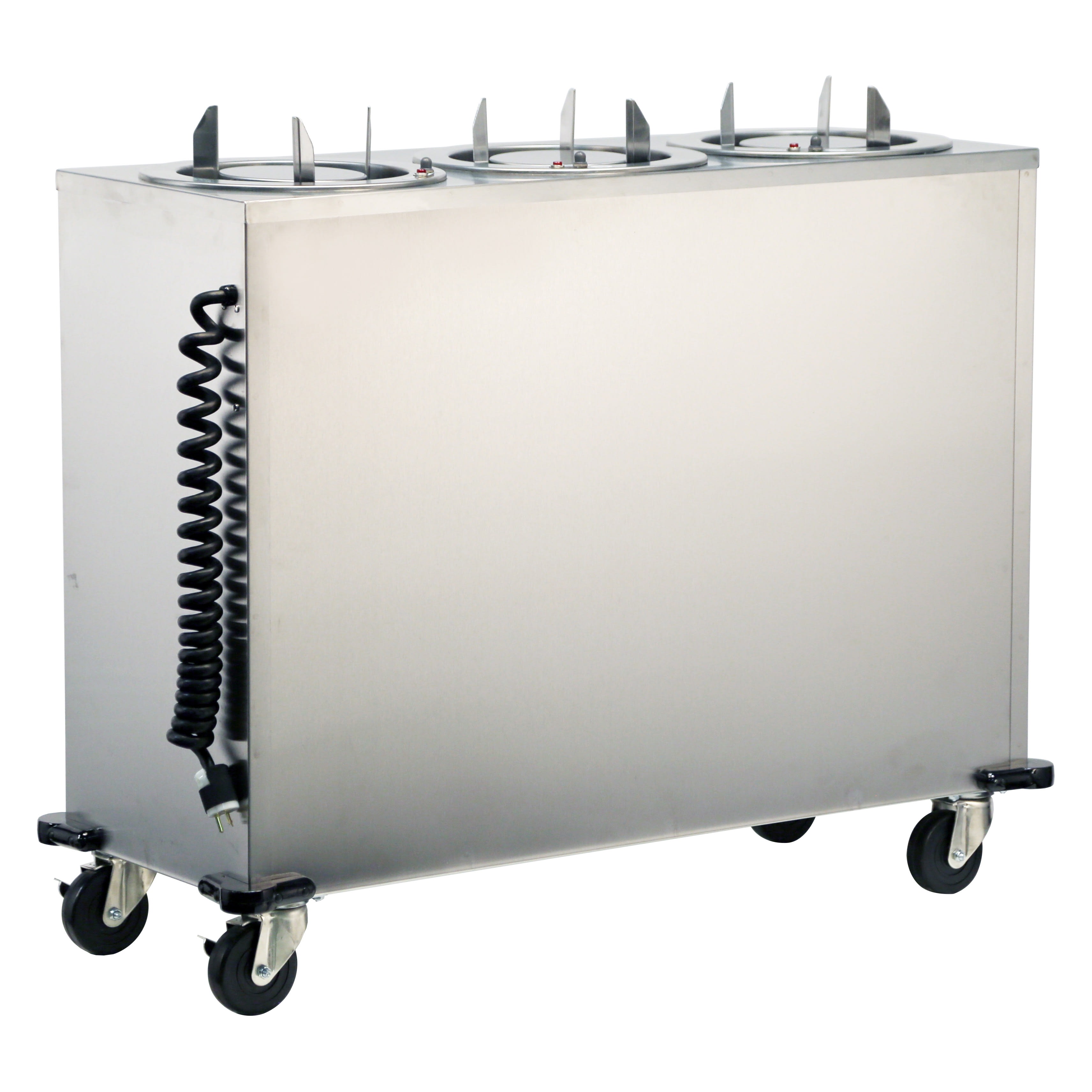 Lakeside Manufacturing 955 Mobile Plate Dispenser, Heated, Adjust-a-Fit, Three Stack for 4-1/4 to 7-1/2 Inch Plates