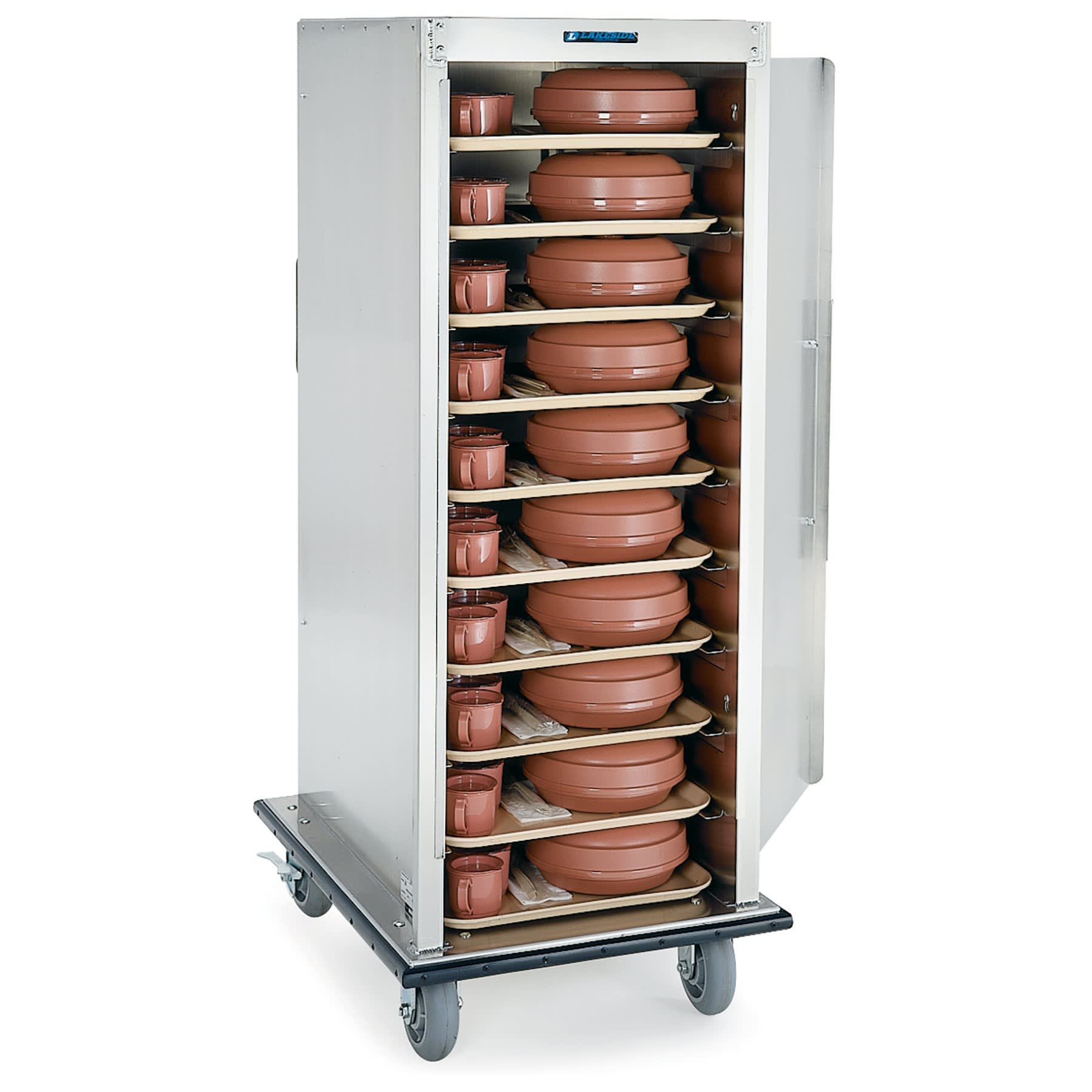 Lakeside Manufacturing 552 Economical Mobile Tray Delivery Cart Aluminum, Fits 15 x 20 Trays, 24 Tray Capacity