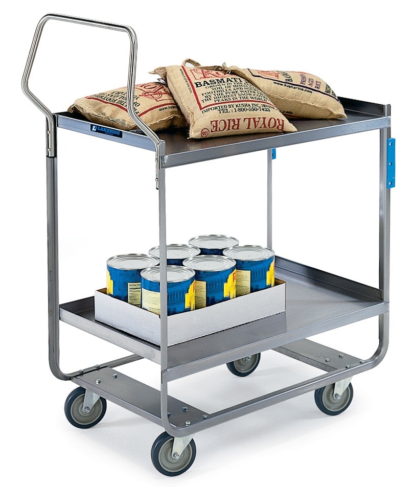 Lakeside Manufacturing 4558 Handler Series Utility Cart with Ergonomic Handle 2 Shelf: 21" x 49", Heavy-Duty 700-Lb. Capacity