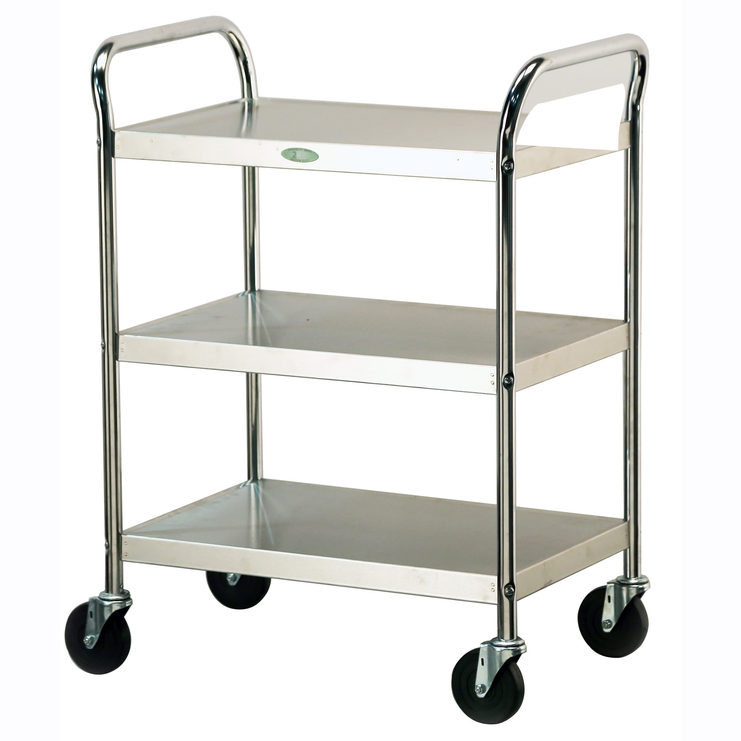 Lakeside Manufacturing 479 Tubular Utility Cart Chrome Plated Frame, 3 Shelf: 15-1/2" x 24", Ships Knocked Down, 500-Lb. Capacity