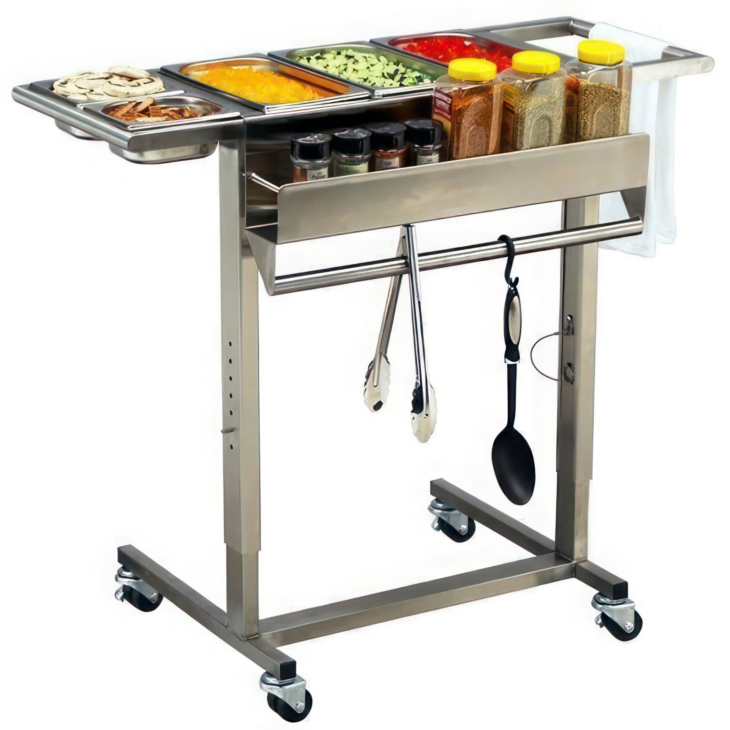 Lakeside Manufacturing 140 Mise En Place Cart with H-Base, 6" Adjustable Height, Heavy Duty, Fully Welded Construction, NSF