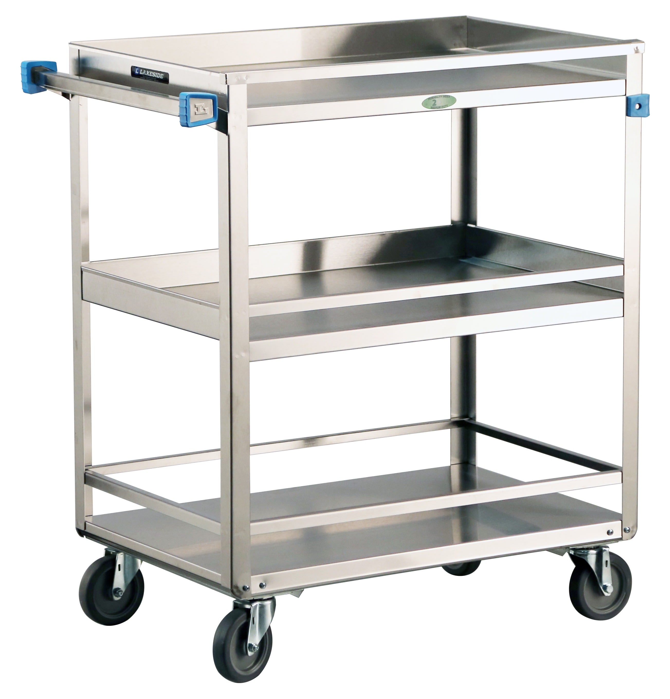 Lakeside Manufacturing 526 Guard Rail Utility Cart, 3 Shelf: 18" x 27", 500-Lb. Capacity