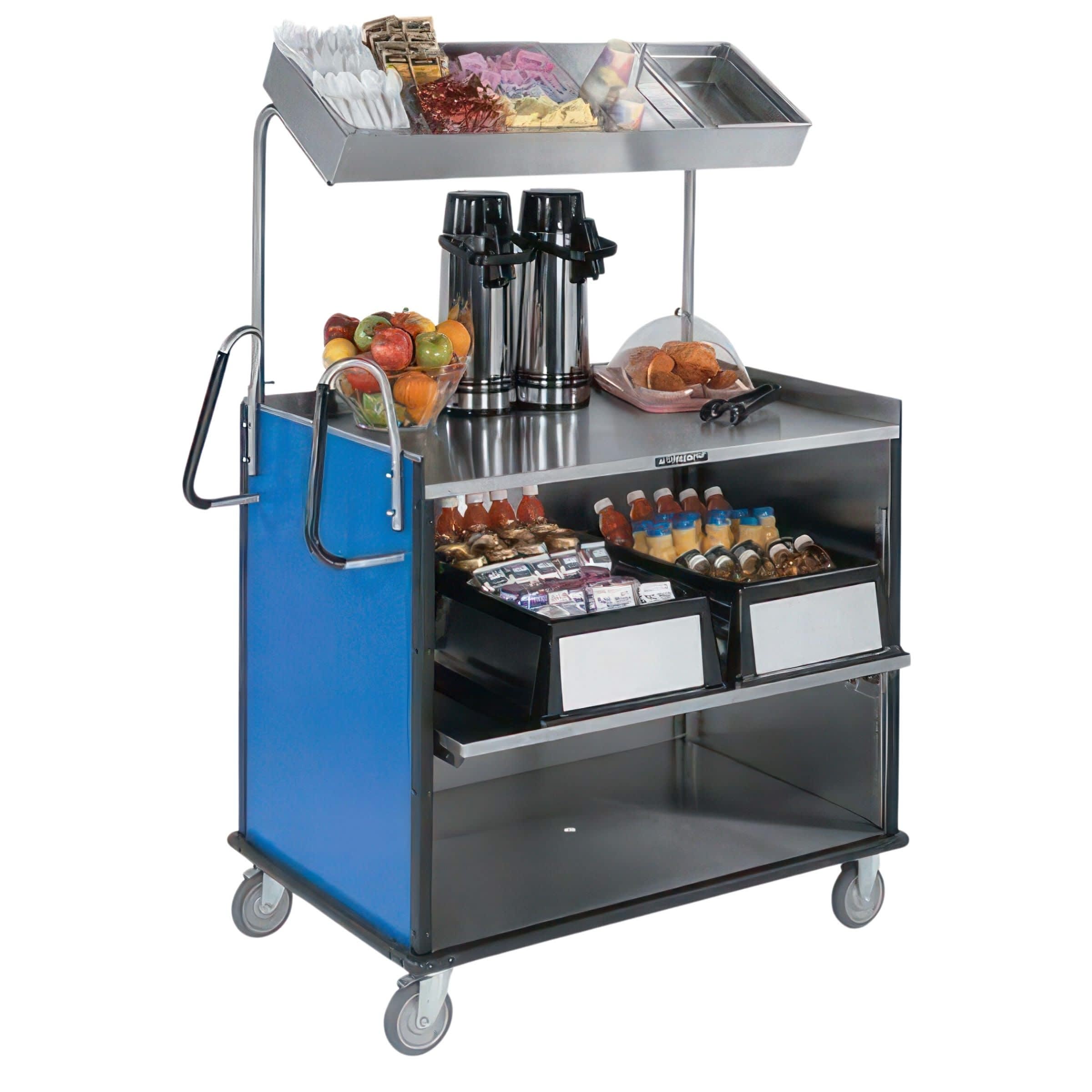Lakeside Manufacturing 660HRM Compact Mart Cart with Adjustable Height, Full-Size Stainless Steel Overshelf and (1) Removeable Slide Out Shelf, Hard Rock Maple Laminate Finish