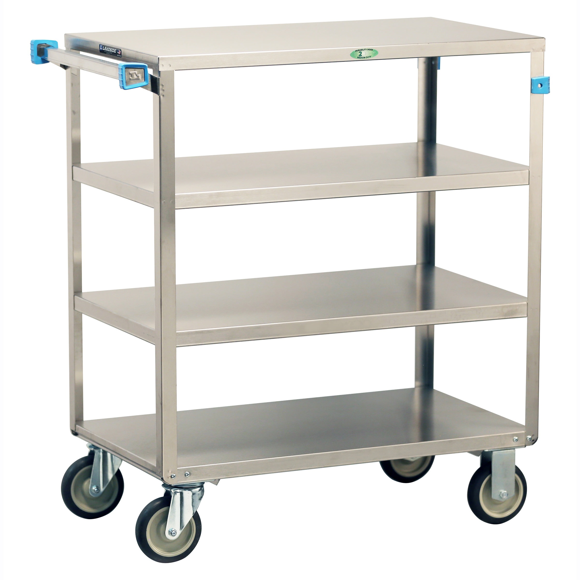Lakeside Manufacturing 353 Multi-Shelf Cart, 4 Shelf: 18" x 31", All Edges Turned Down, 500-Lb. Capacity