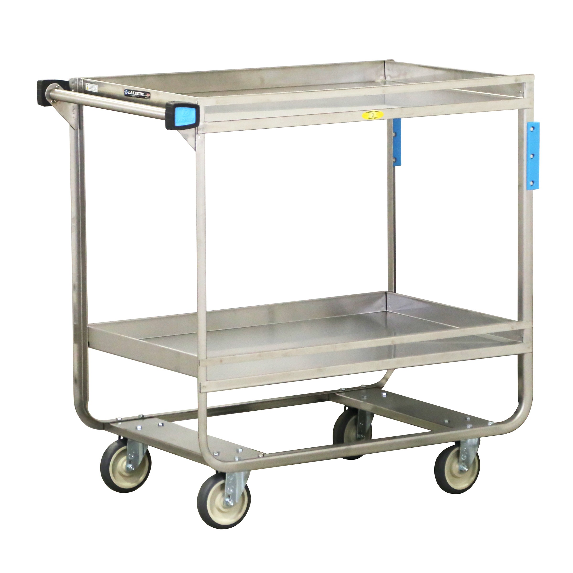 Lakeside Manufacturing 729 Guard Rail Utility Cart, 2 Shelf: 21" x 33", Heavy-Duty 700-Lb. Capacity