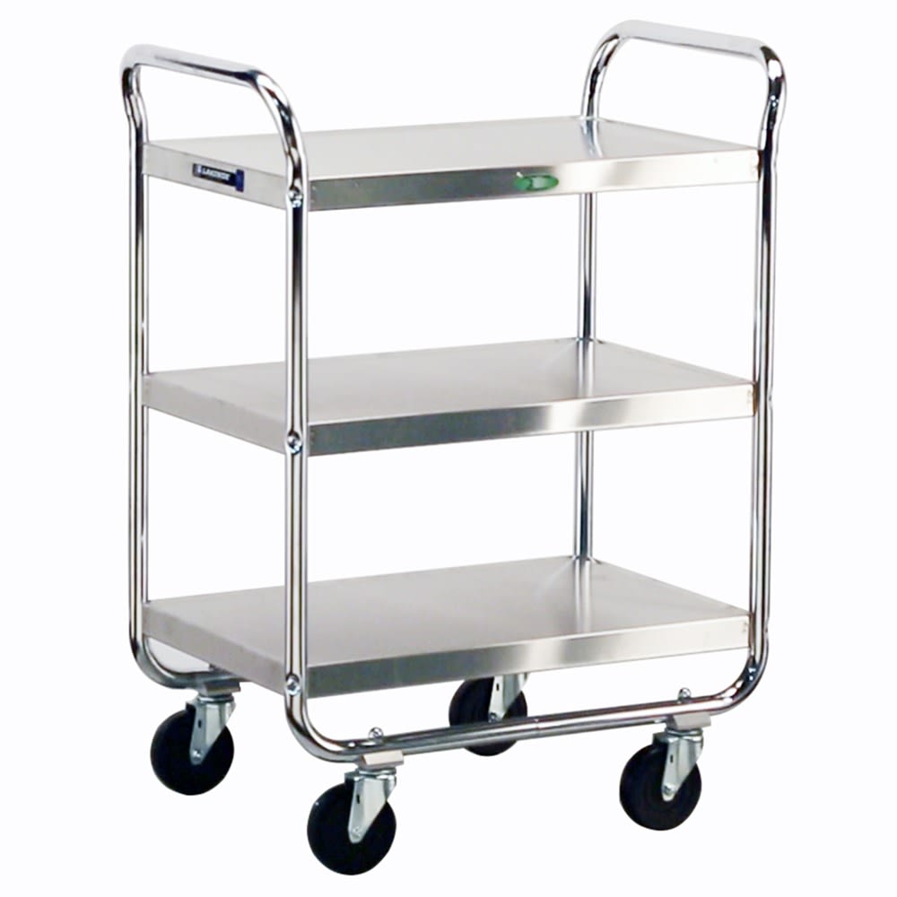 Lakeside Manufacturing 473 Tubular Utility Cart Chrome Plated Frame, 3 Shelf: 15-1/2" x 24", 500-Lb. Capacity