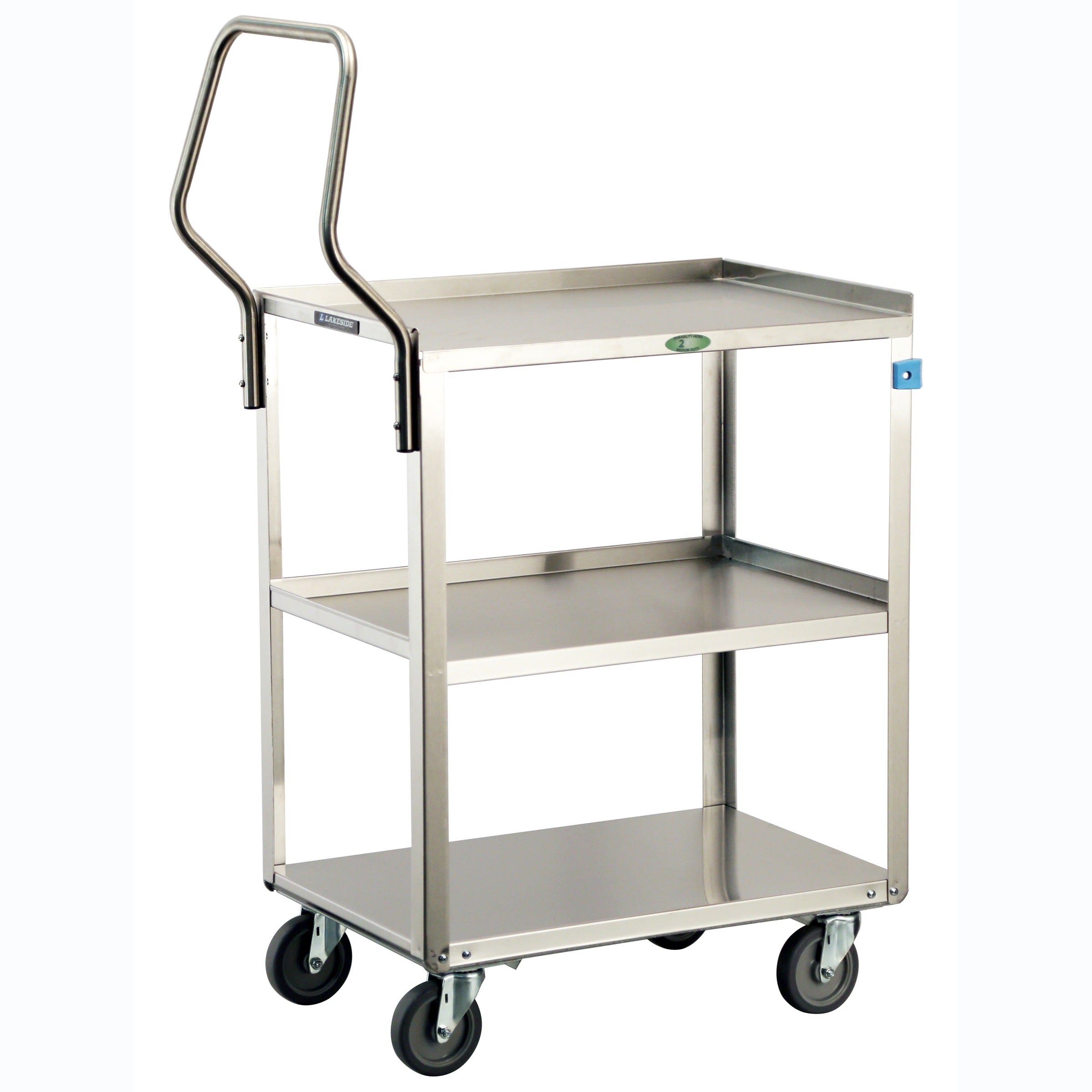 Lakeside Manufacturing 4411 Handler Series Utility Cart with Ergonomic Handle, 3 Shelf: 15-1/2" x 24", 500-Lb. Capacity