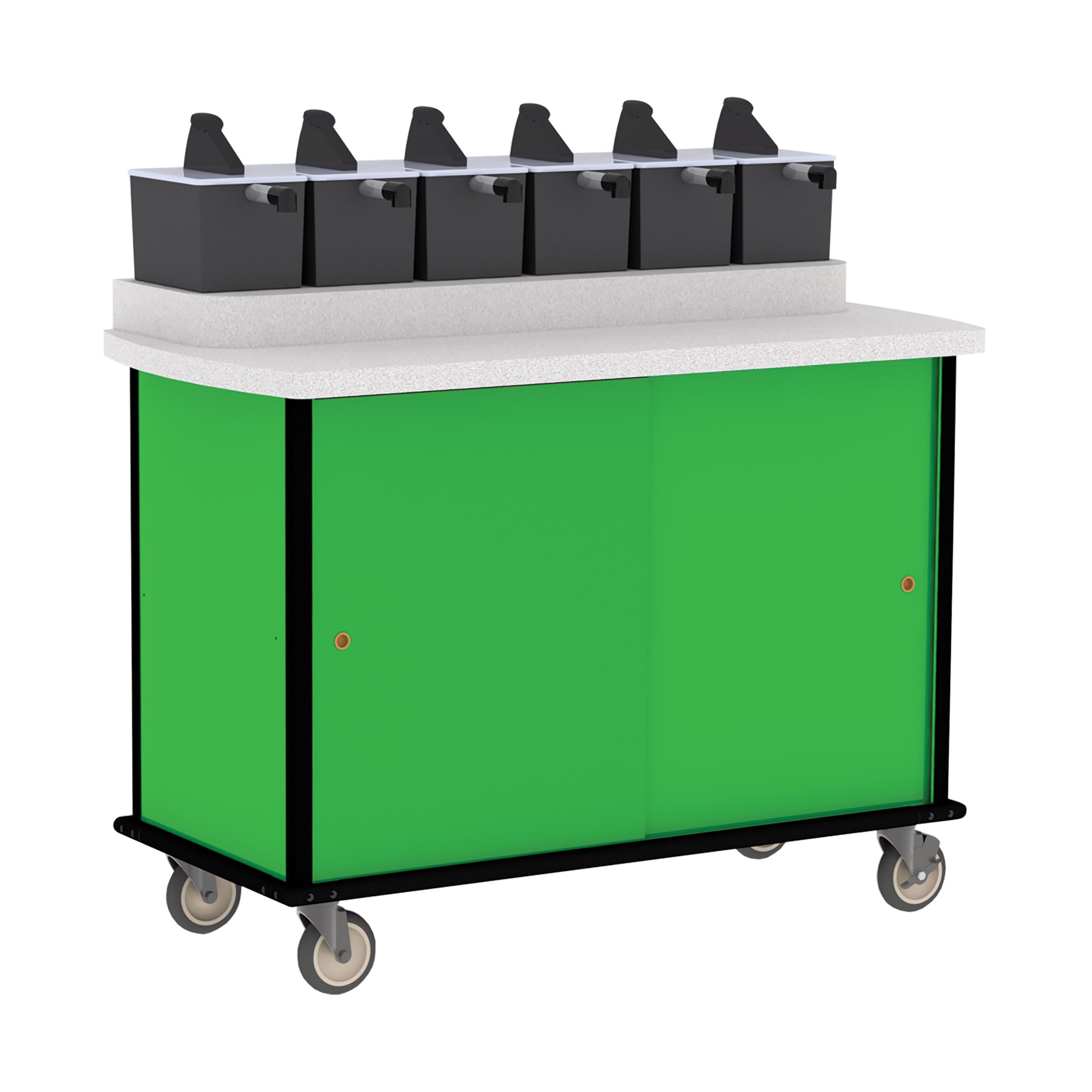 Lakeside Manufacturing 70420B Condi Mobile Express Cart, 31-in Counter Height with (6) Pump Dispensers, Black Laminate Finish