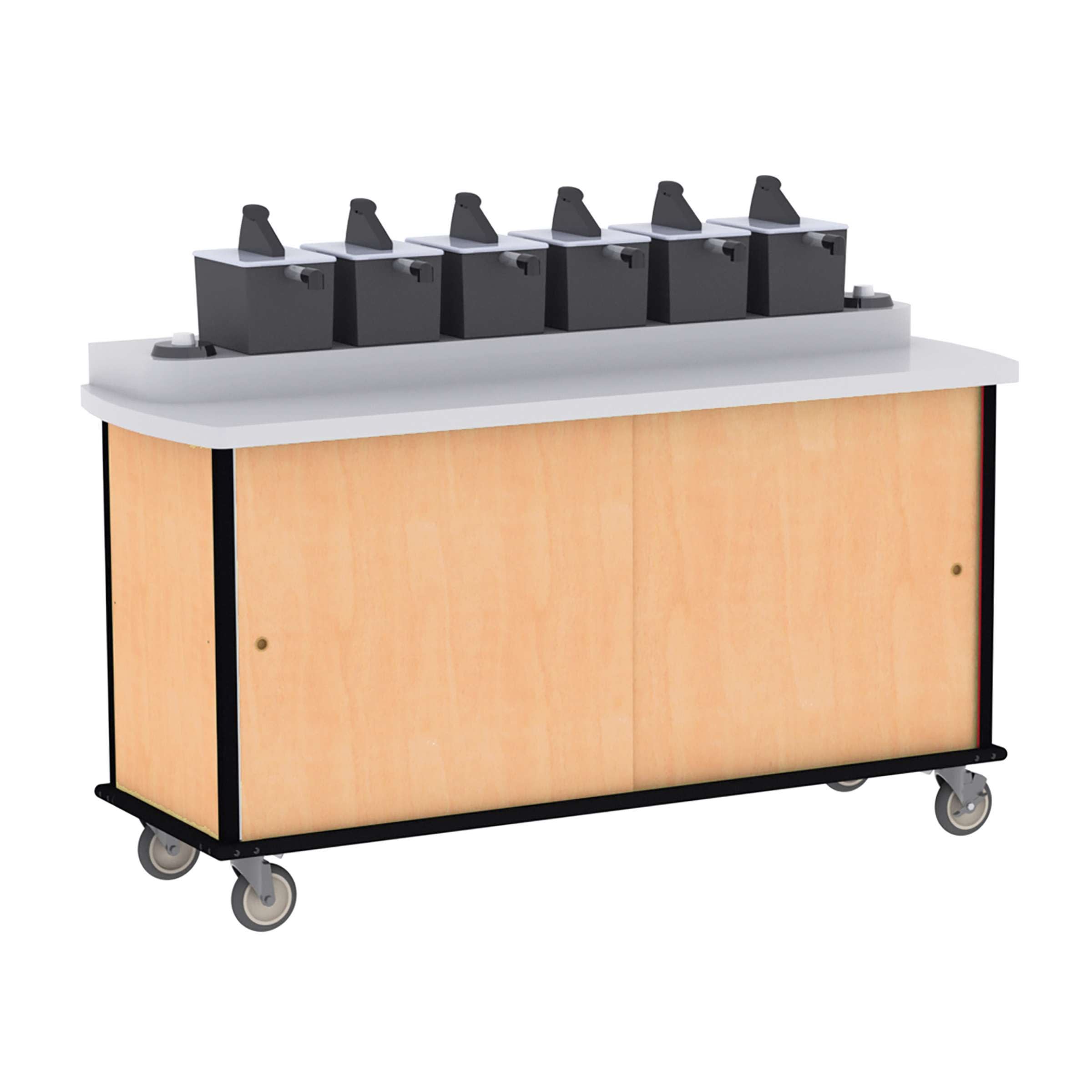 Lakeside Manufacturing 70430HRM Condi Mobile Express Cart, 31-in Counter Height with (6) Pump Dispensers, (2) Cup Dispensers, Hard Rock Maple Laminate Finish