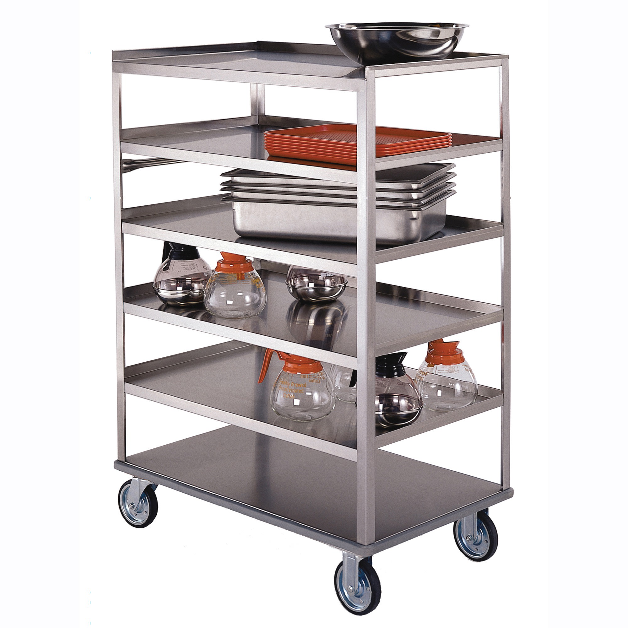 Lakeside Manufacturing 451 Multi-Shelf Cart with Recessed Handle, 8 Shelf: 21" x 35", 3 Edges Up, 1 Down, 500-Lb. Capacity