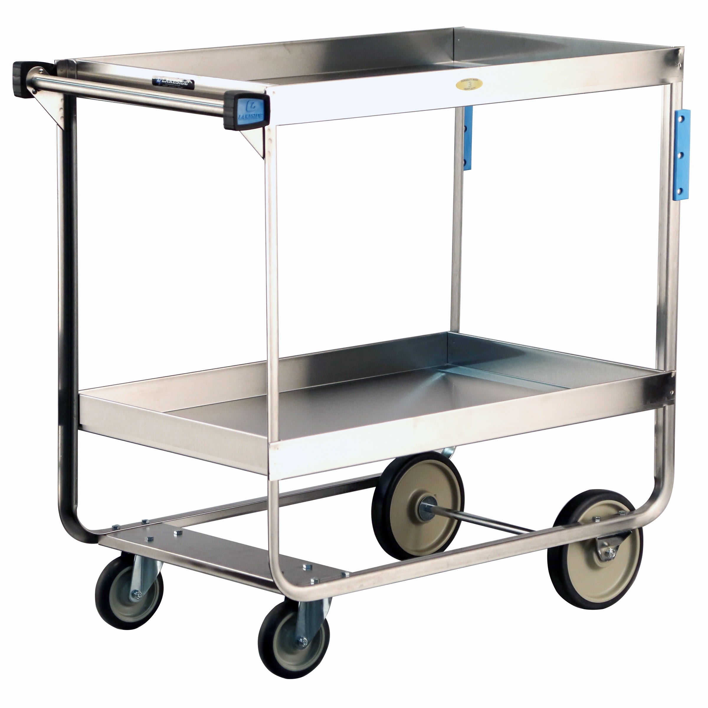 Lakeside Manufacturing 727 Deep Shelf Utility Cart, 2 Shelf: 21" x 33", Heavy-Duty 700-Lb. Capacity