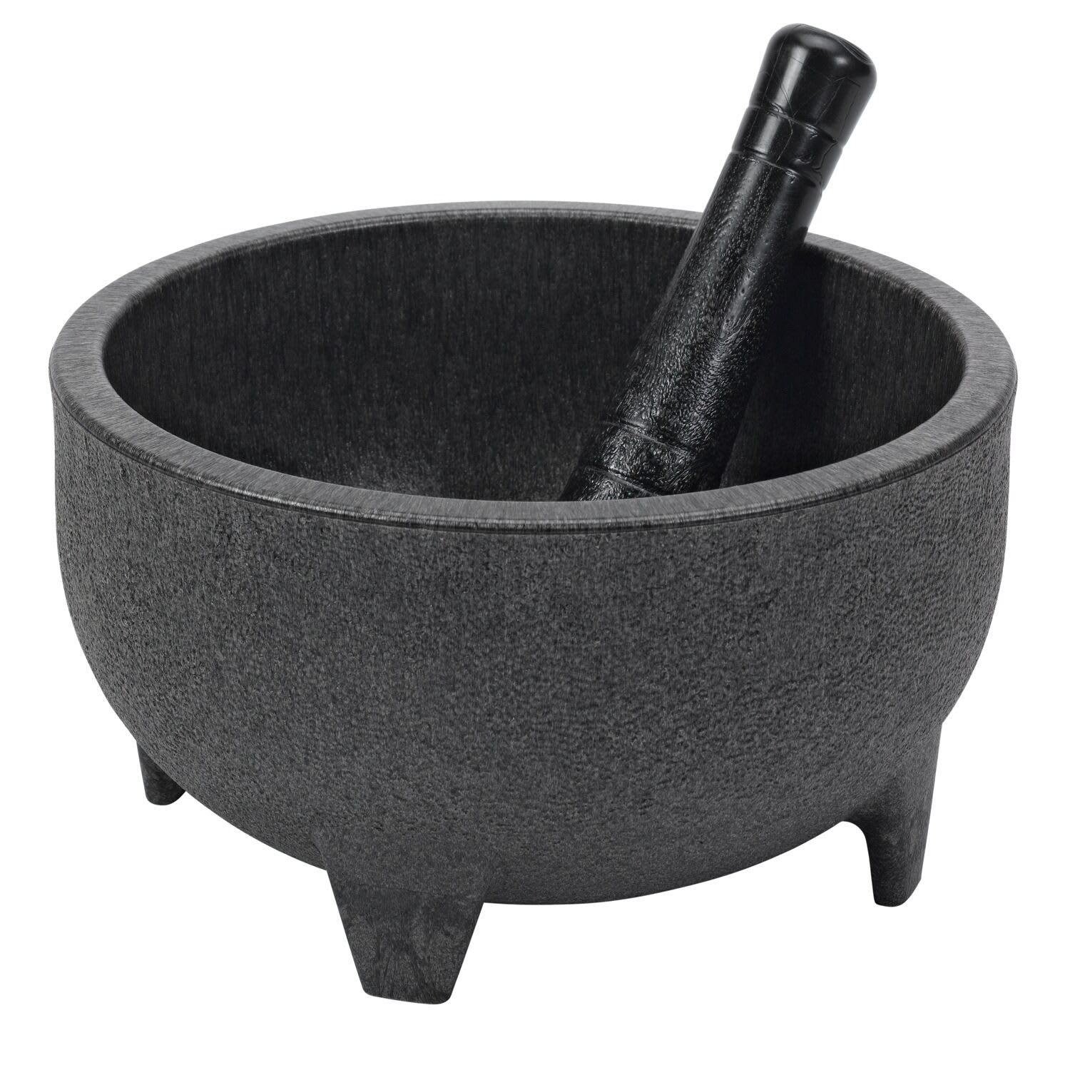Service Ideas MB50PBL Fiesta Solutions 50 Ounce Molcajete Bowl with Pestle, Black