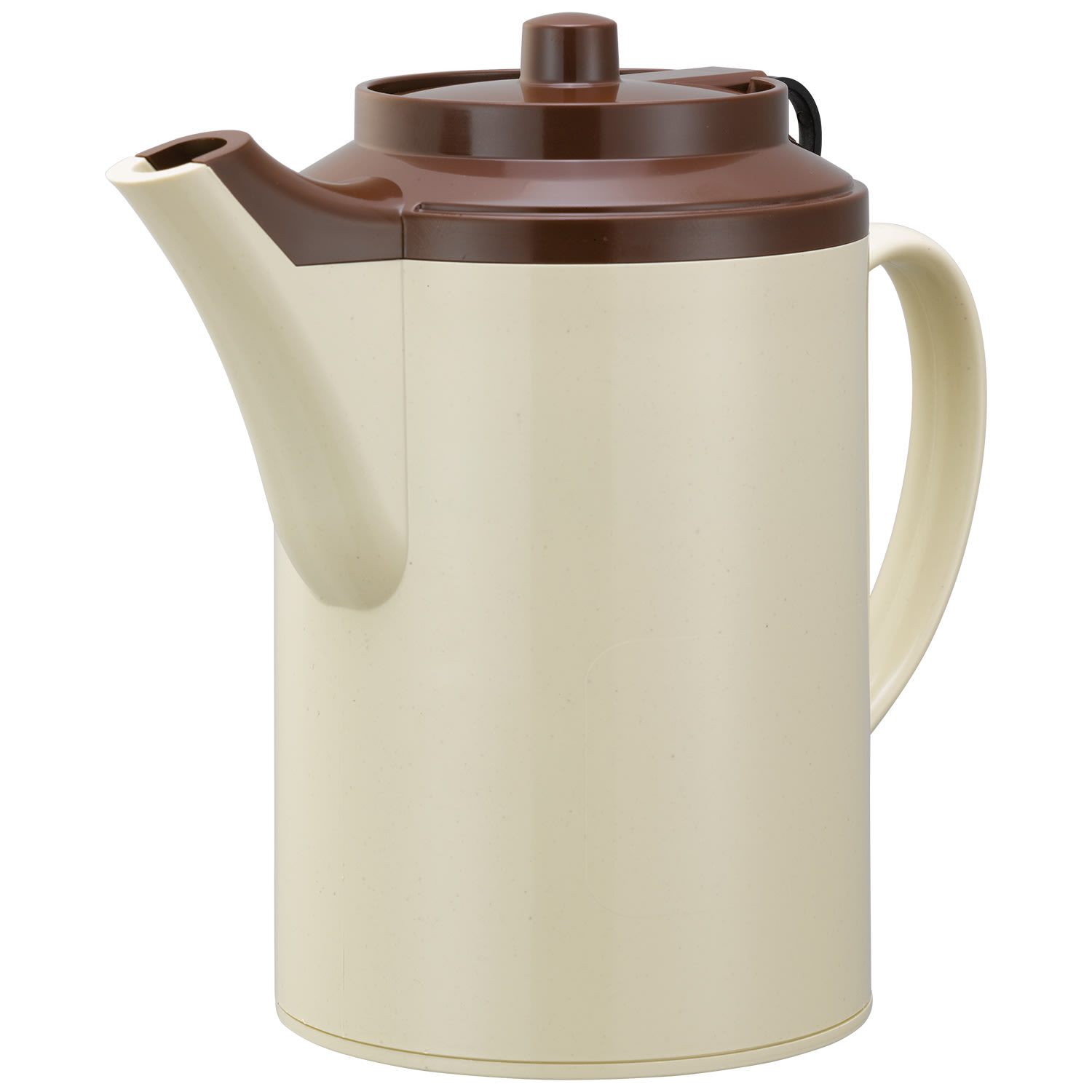 Service Ideas TST612ST/BR Double Wall Teapot Tethered, Plastic Teapot, Double Wall, 16 Ounce, Stoneware Brown