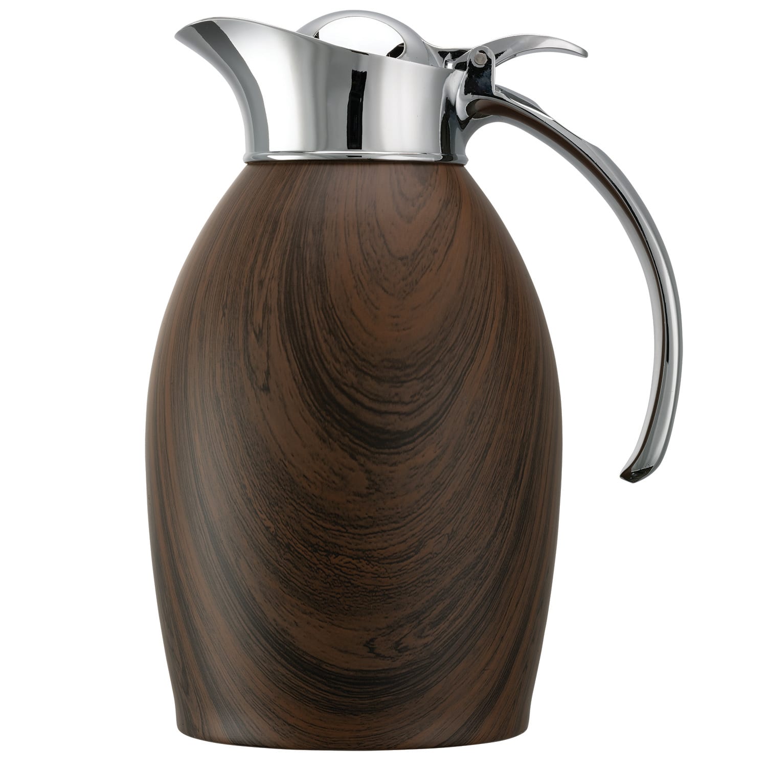 Service Ideas NIC10BSDW Nicollet Series, Vacuum Insulated Carafe, Stainless Vacuum, 1 Liter, Dark Wood