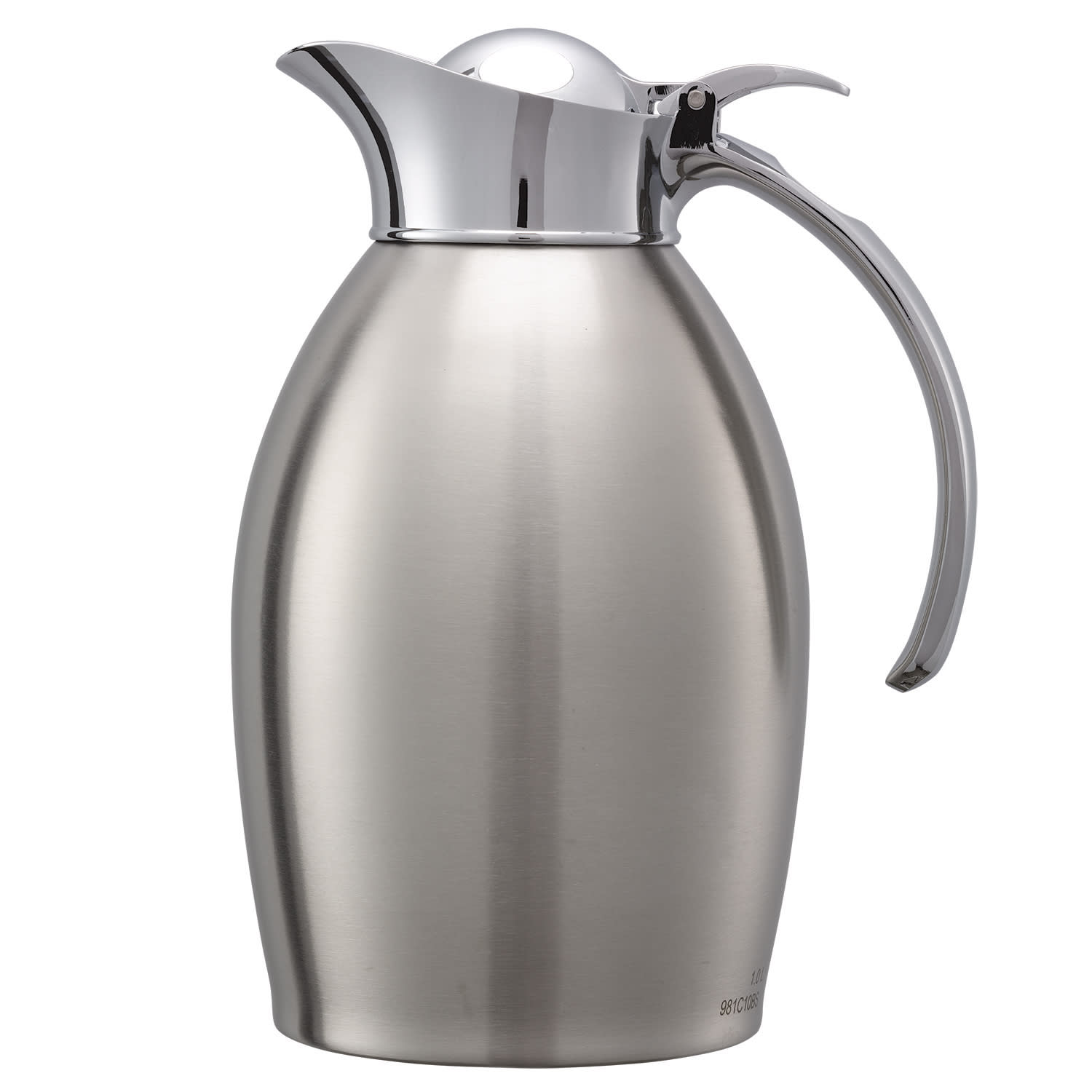 Service Ideas NIC10BS Nicollet Series, Vacuum Insulated Carafe, Stainless Vacuum, 1 Liter, Brushed with Polished Accents