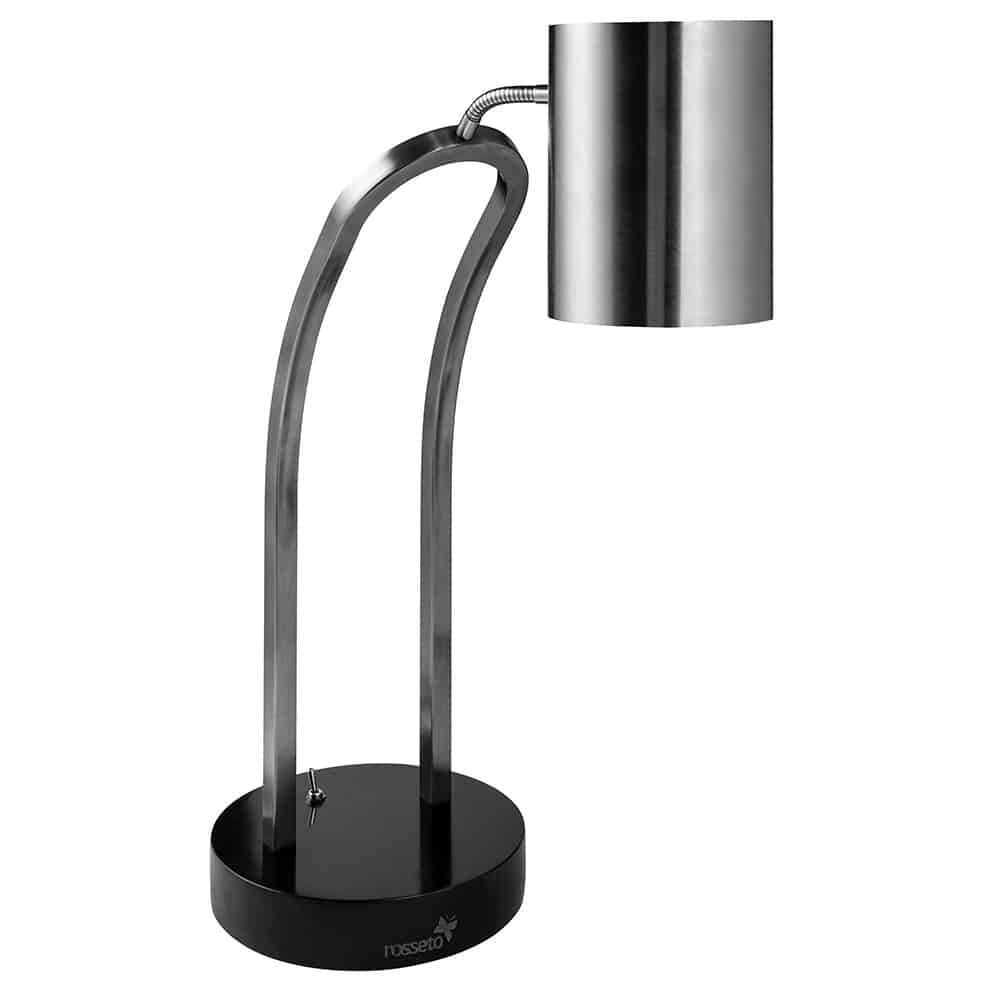 Rosseto HL022 Single Stainless Steel Heat Lamp, Plain Shade, Black Metal Base