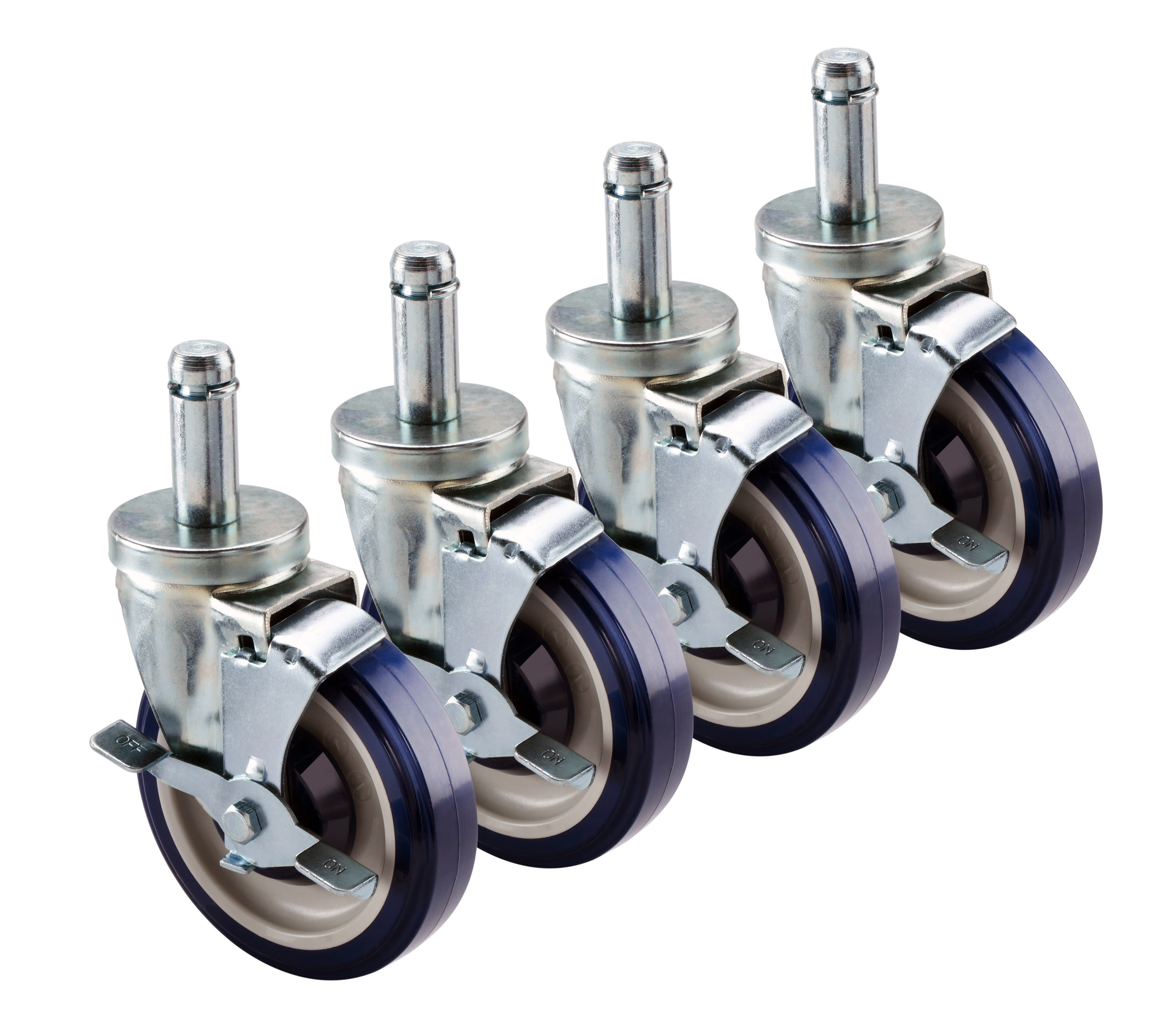 Krowne 30-151S Economy Series Universal Wire Shelving Caster with Side Brake, 5" Wheel, Set of 4