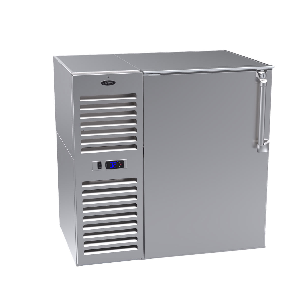 Krowne BS36L-SNS-L 36" 1-Section Back Bar Cooler, Left Hinged, Stainless Finish