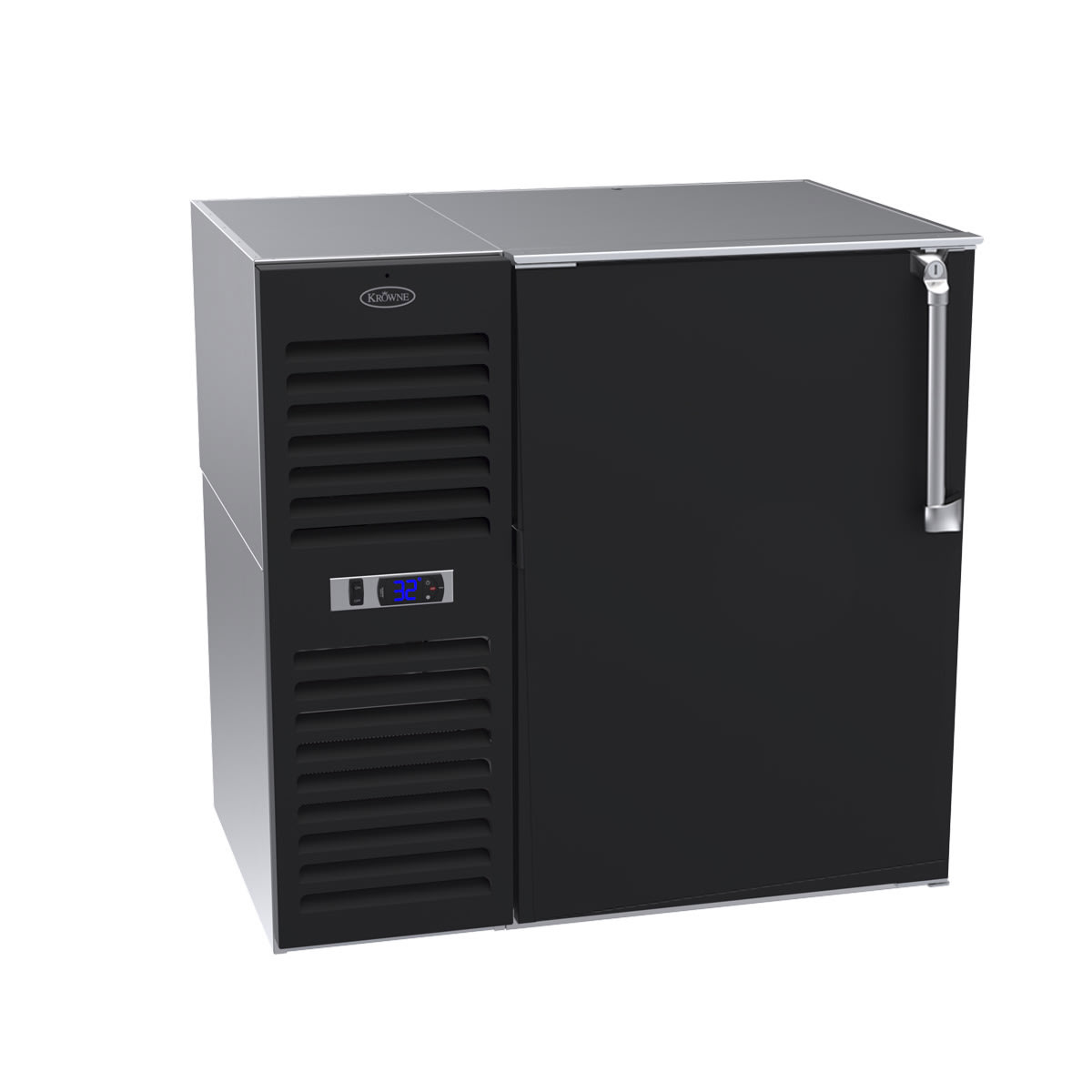 Krowne BS36L-BNS-L 36" 1-Section Back Bar Cooler, Left Hinged, Black Vinyl Finish