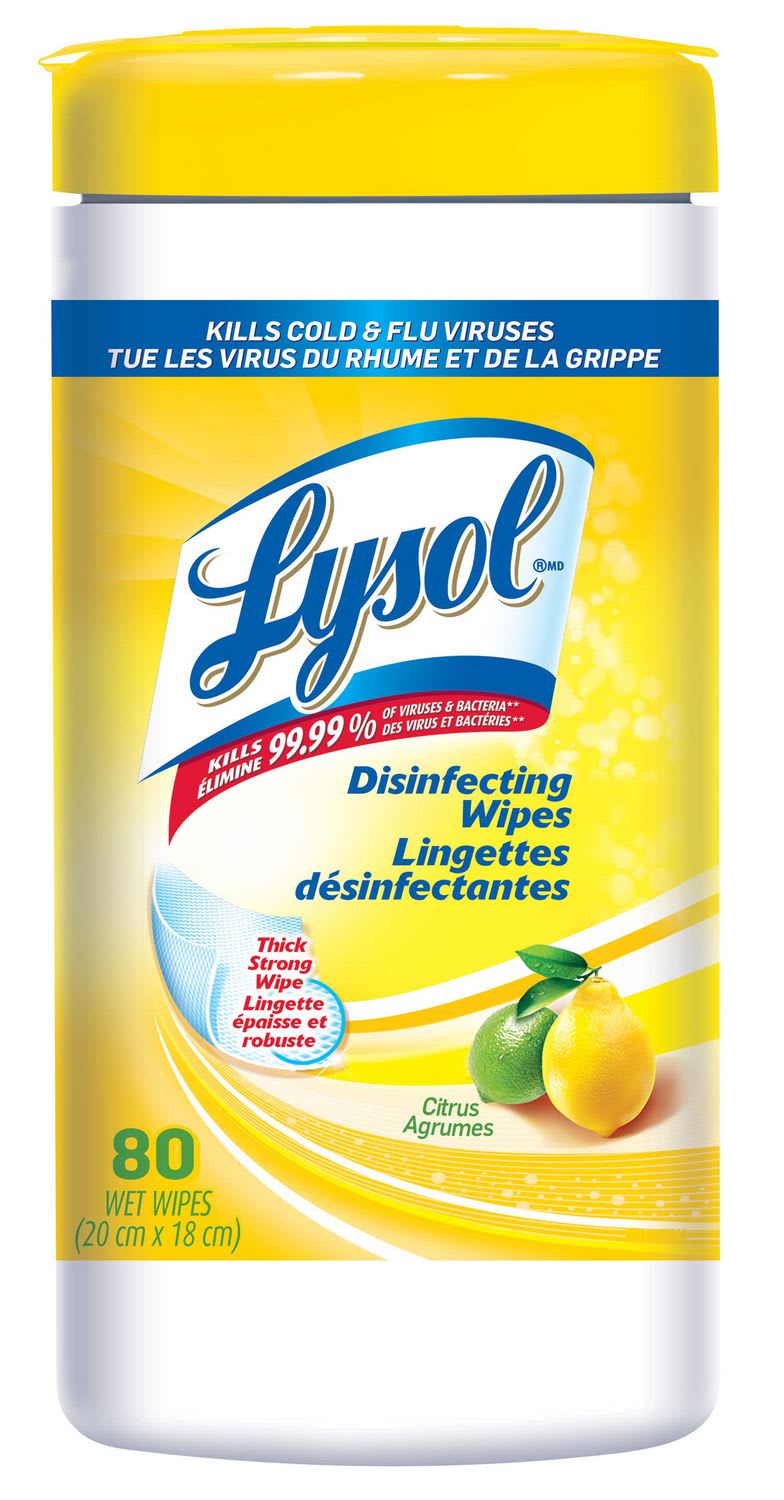 Reckitt Benckiser 77182 Lysol Lemon & Lime Blossom Sanitizing Wipes 80-Ct 6/Case