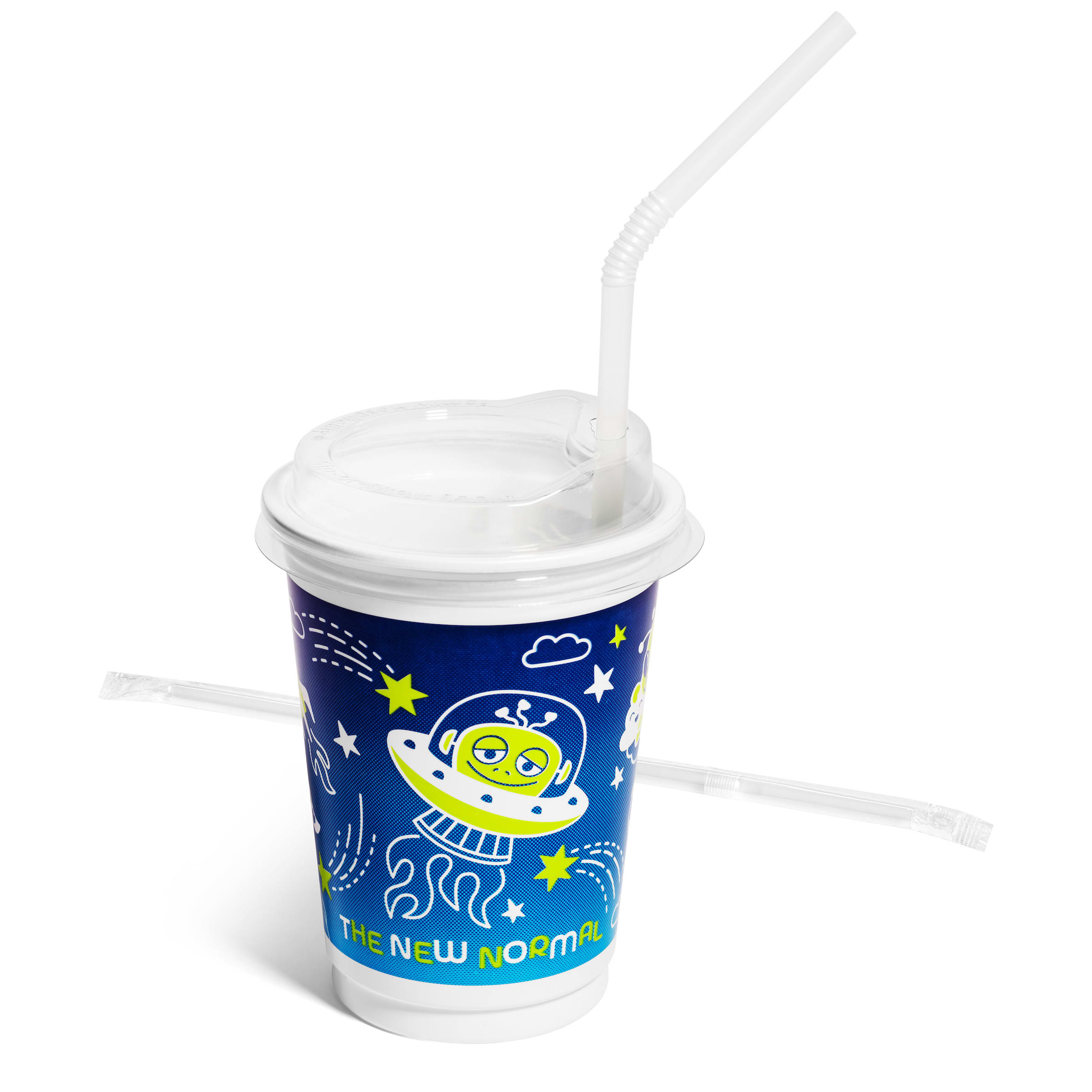 Family Hospitality Group 500V-ALN Kids' Value-Line 12 oz. Cup Kits"Aliens" Theme White Plastic, 250 Sets