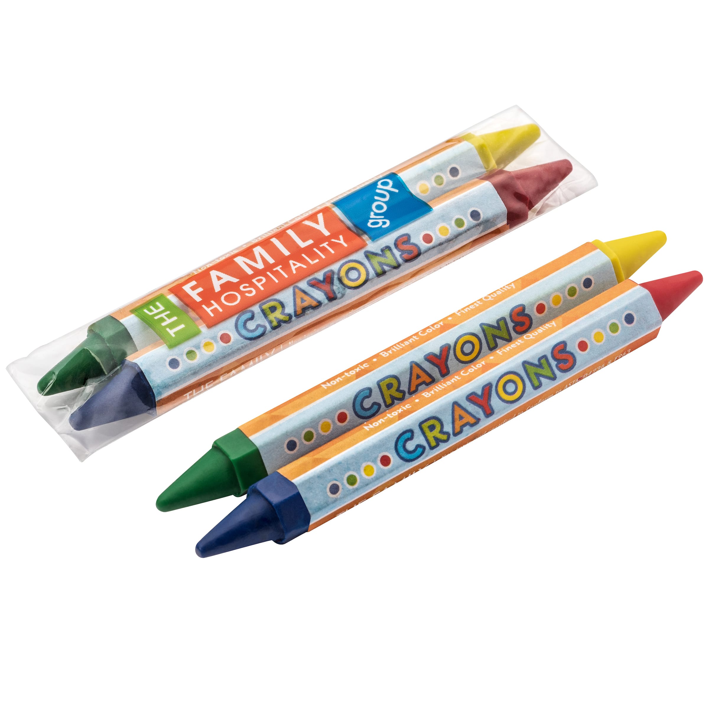 Family Hospitality Group 6DEH2C(250) Double-Ended Honeycomb-Shaped Crayons, 2 Pack With 4 Colors