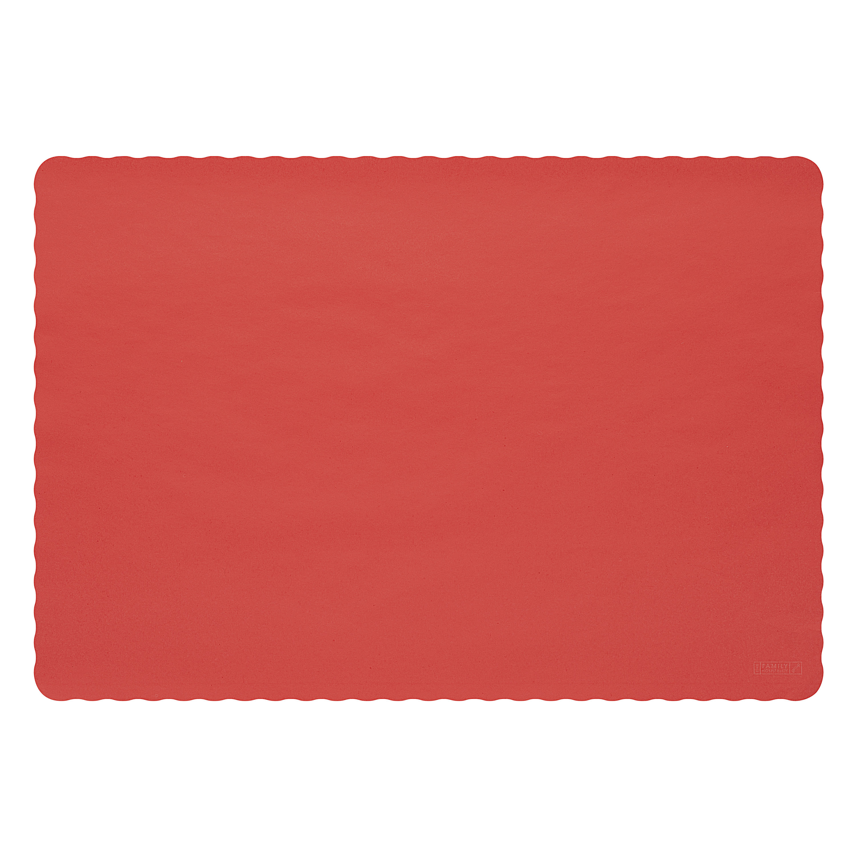 Family Hospitality Group 9514RD Red Placemats, 9.5 x 14 in. Paper, Scalloped Edge