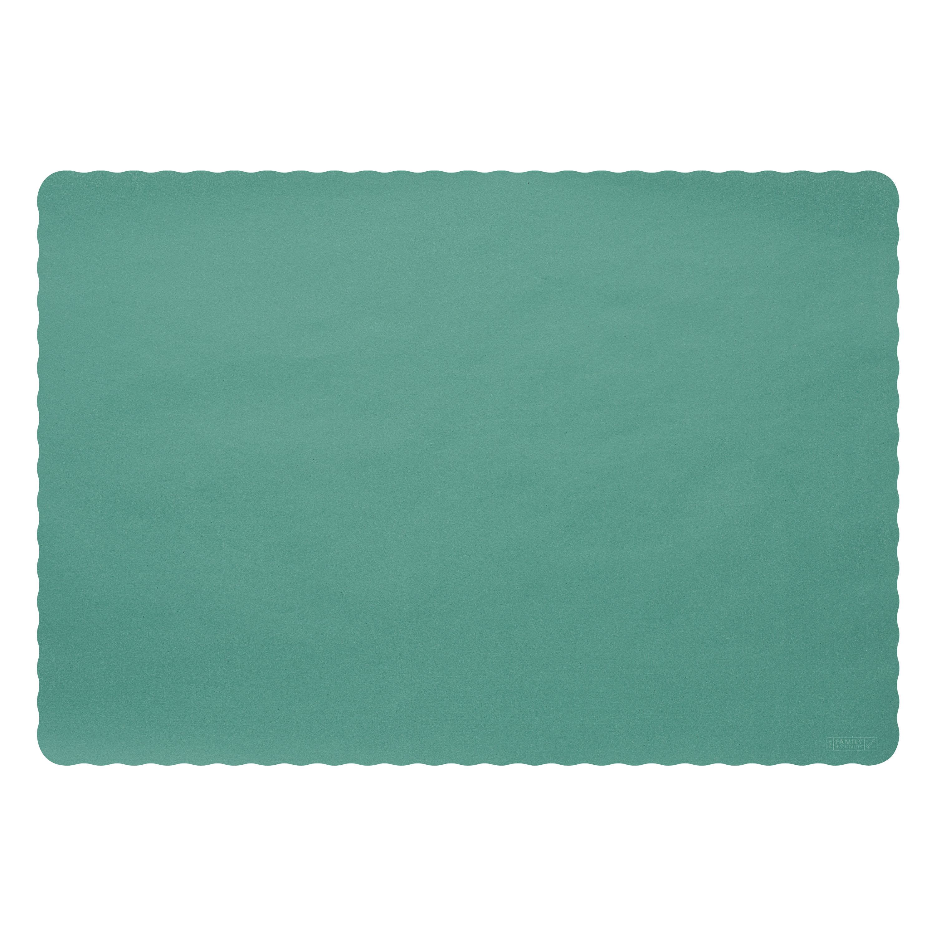 Family Hospitality Group 9514DG Hunter Green Placemats, 9.5 x 14in. Paper, Scalloped Edge