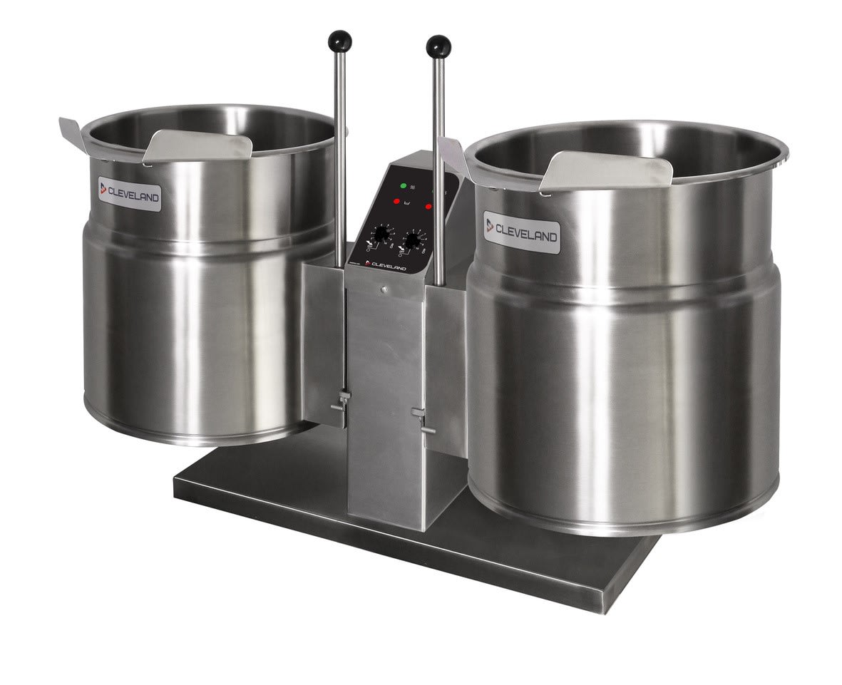 Cleveland TKET12T Twin 12-Gallon Electric Tilting 2/3 Steam Jacketed Kettle, 208V, Three Phase