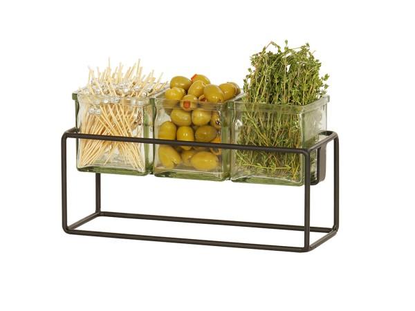 Cal-Mil 23747-6-13 Black 3 Jar Holder-6" Height