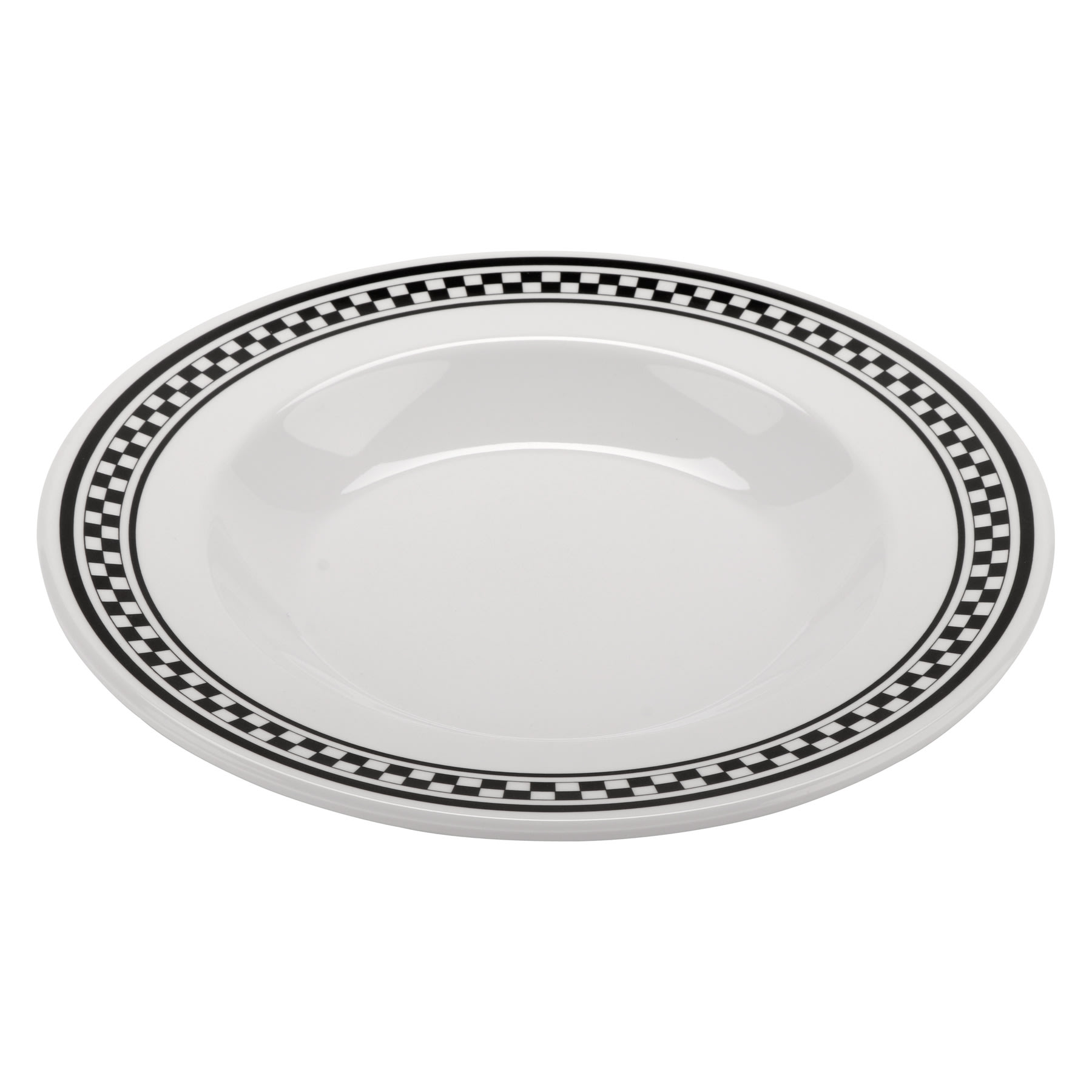 G.E.T. Enterprises B-139-X Diamond Chexers 13 oz. Round White/Checkerboard Melamine Bowl