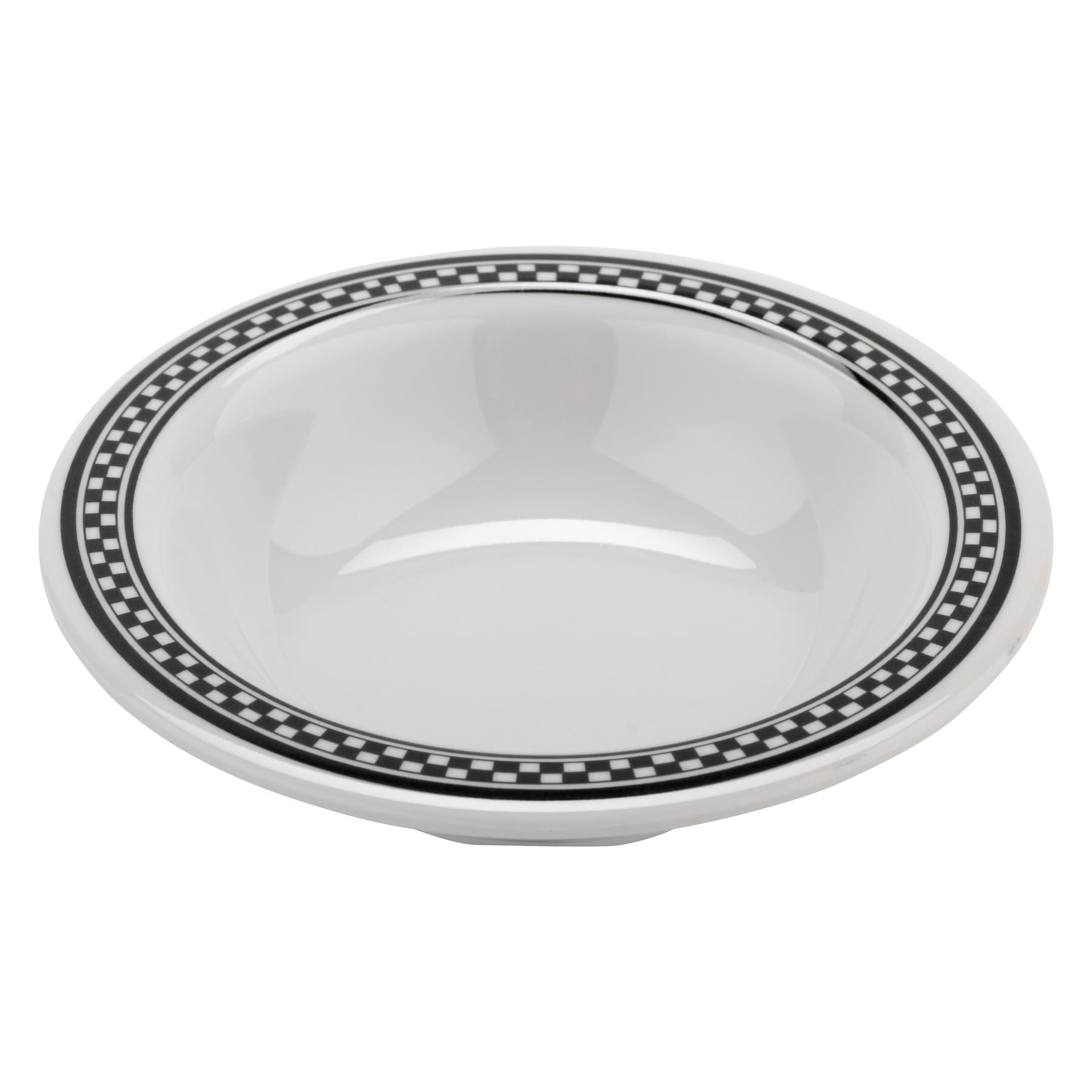 G.E.T. Enterprises B-454-X Diamond Chexers 4-1/2 oz. Round White/Checkerboard Melamine Bowl