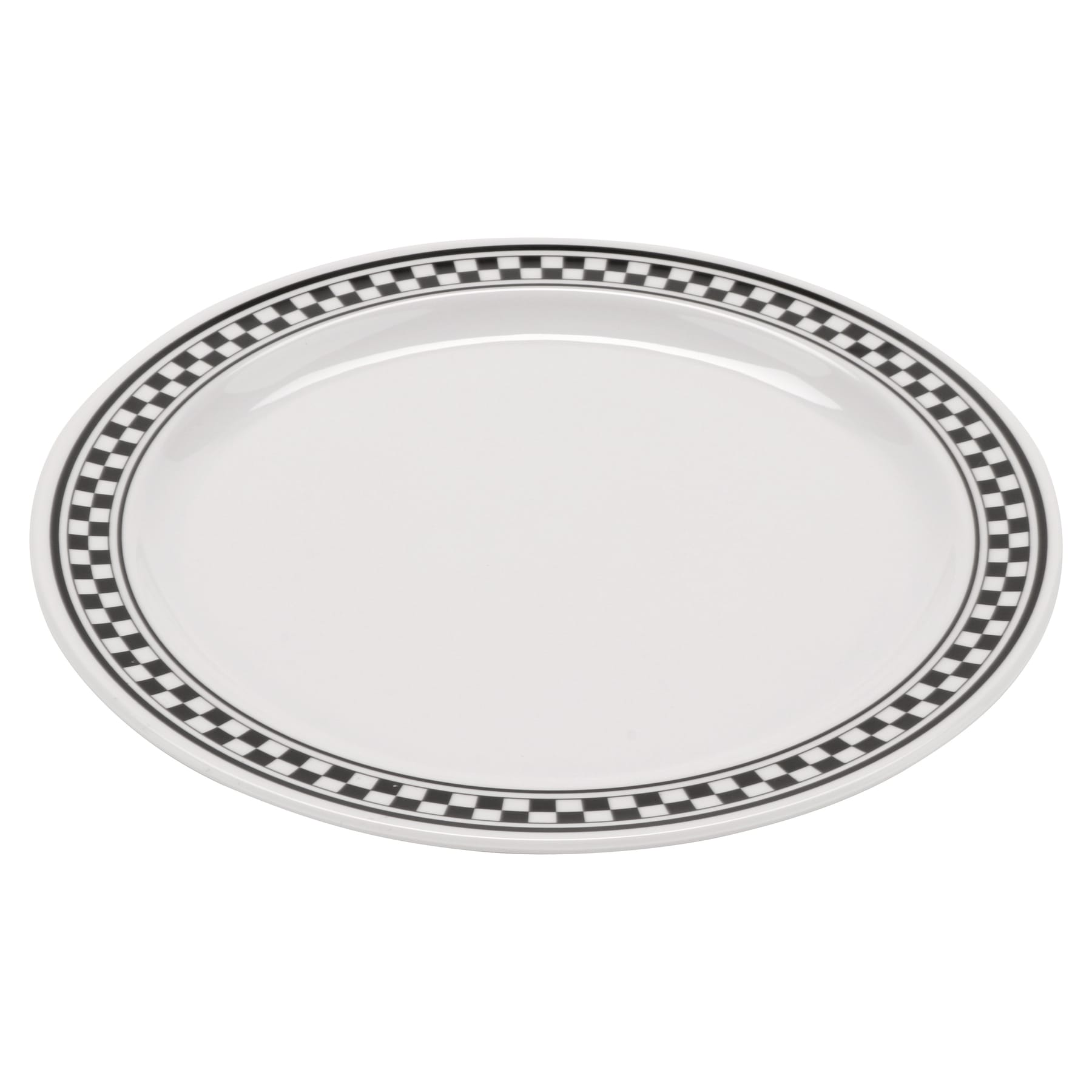 G.E.T. Enterprises OP-950-X Diamond Chexers 9-3/4" x 7-1/4" Oval White/Checkerboard Melamine Platter