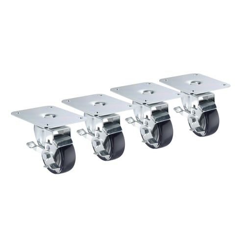 Krowne 28-170S 3" Plate Caster Set, All w/ Brake