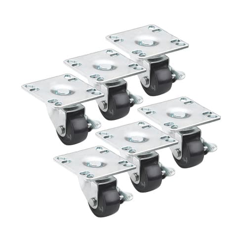 Krowne BC-133 2" Plate Caster Set, All w/ Brake, Low-Profile