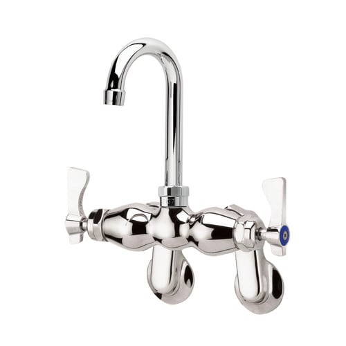 Krowne 15-625L Royal Series Wall Mount Faucet w/ 6" Gooseneck Spout, Adjustable Centers