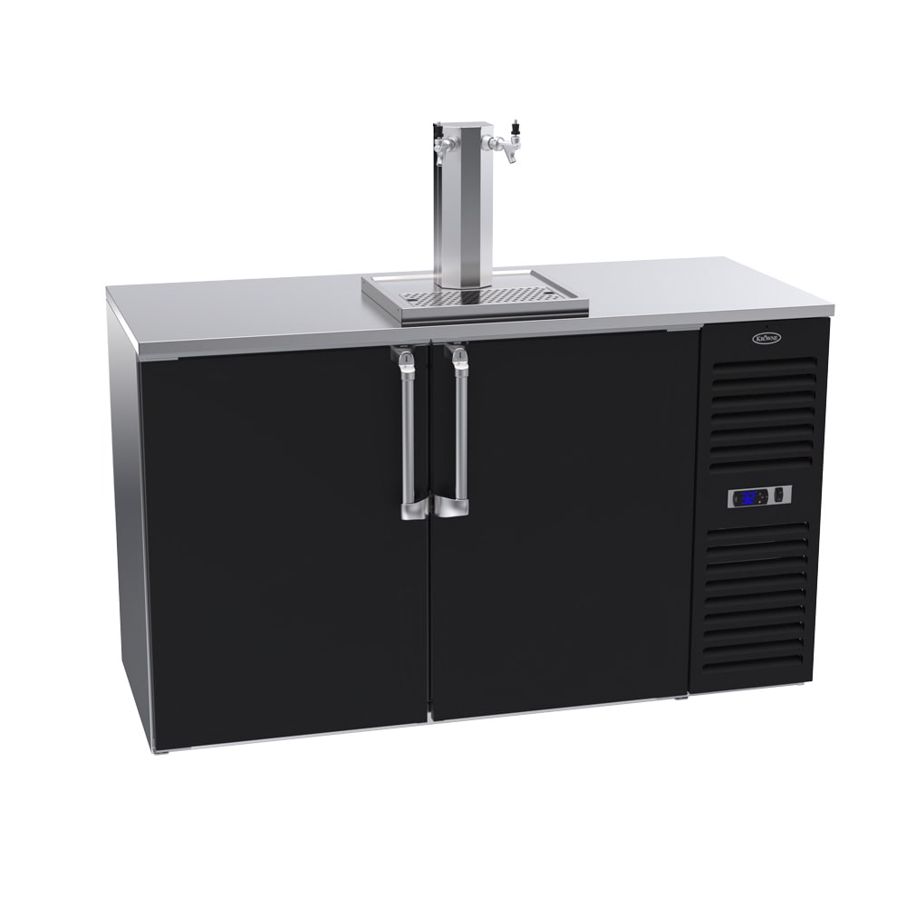 Krowne DB60R-BSS 60" Black 2-Door Draft Beer Dispenser with 1 Tower and 2 Taps