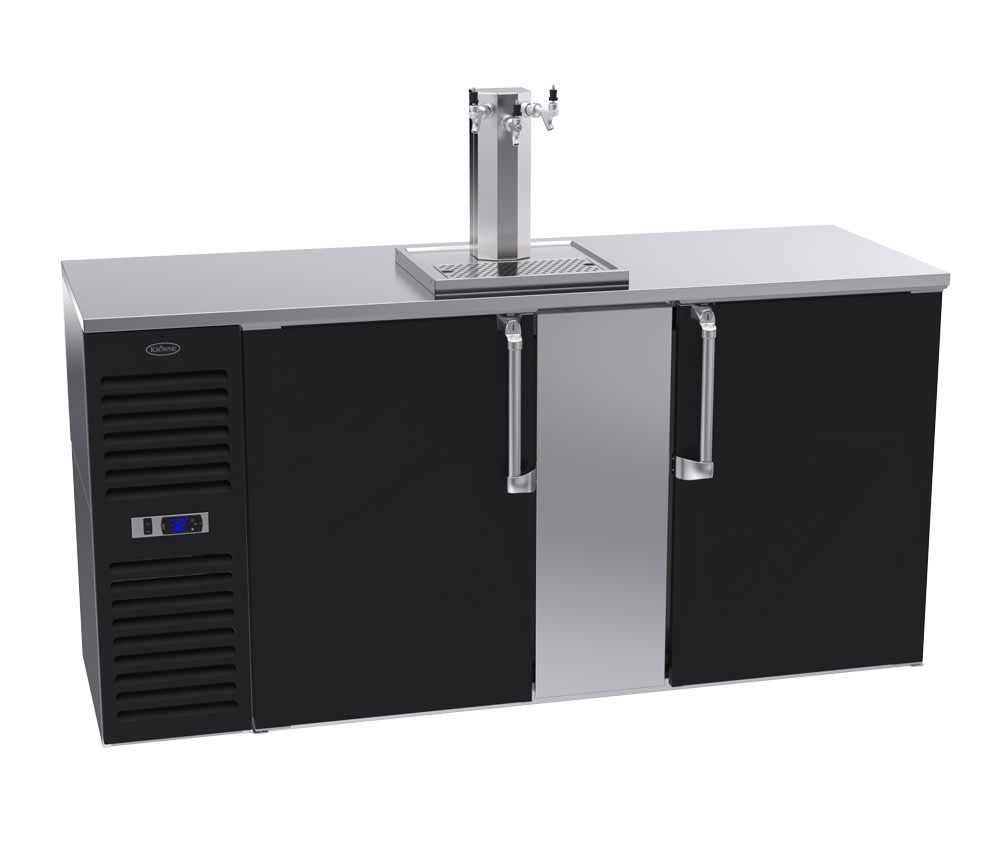 Krowne DB72L-BSS 72" Black 2-Door Draft Beer Dispenser with 1 Tower and 3 Taps
