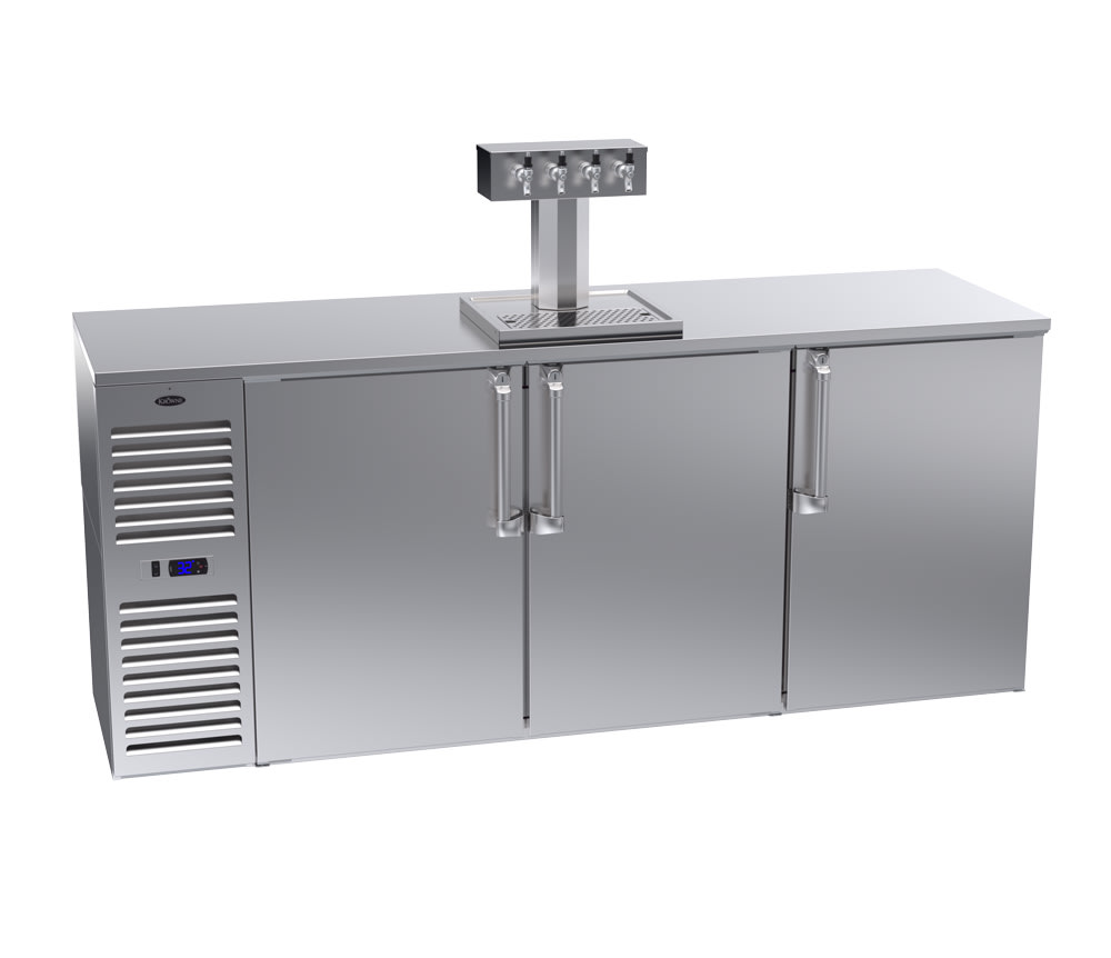 Krowne DB84L-SSS 84" Stainless Steel 3-Door Draft Beer Dispenser with 1 Tower and 4 Taps