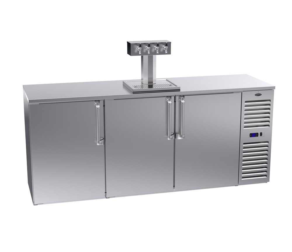 Krowne DB84R-SSS 84" Stainless Steel 3-Door Draft Beer Dispenser with 1 Tower and 4 Taps