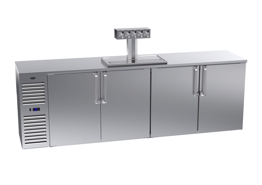 Krowne DB108L-SSS 108 Stainless Steel 4-Door Draft Beer Dispenser with 1 Tower and 5 Taps