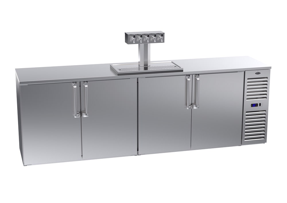 Krowne DB108R-SSS 108 Stainless Steel 4-Door Draft Beer Dispenser with 1 Tower and 5 Taps