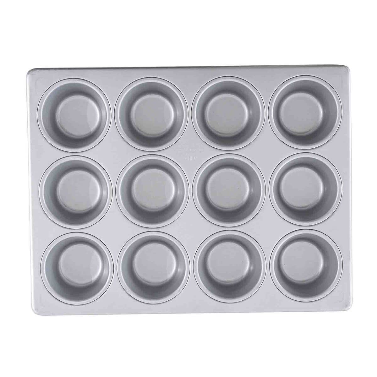 Tablecraft 12472 12-Cup Non-Stick Muffin Pan, 3-1/4 oz. Wells, Aluminized Steel