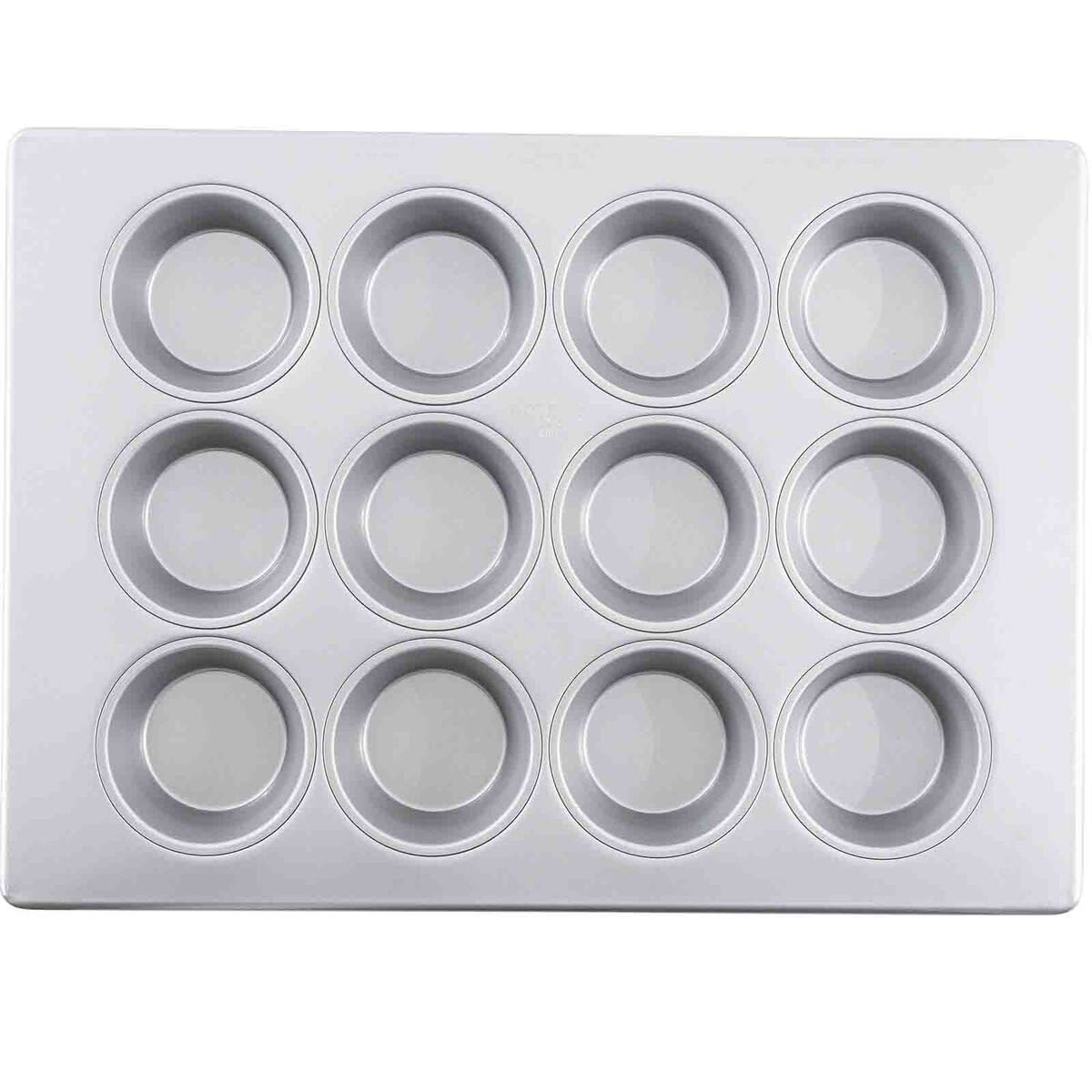 Tablecraft 12475 12-Cup Non-Stick Large Muffin Pan, 4-1/4 oz. Wells, Aluminized Steel