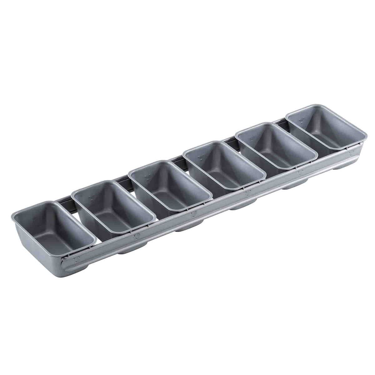 Tablecraft 12490 6-Loaf Non-Stick Strapped Bread Pan, 25-3/4" x 6", Aluminized Steel