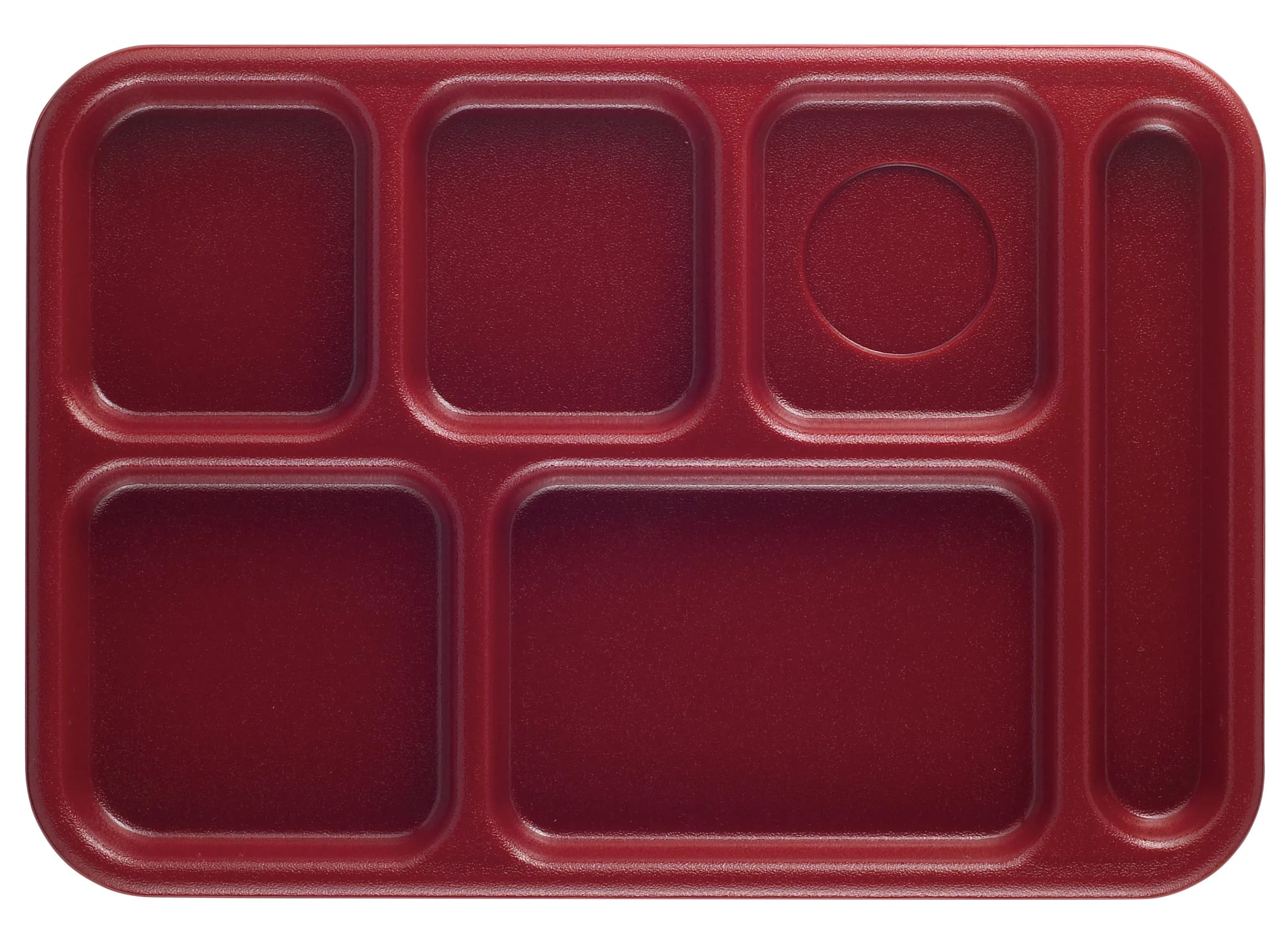 Cambro 10146CW416 Camwear® 6-Compartment School Tray, Cranberry
