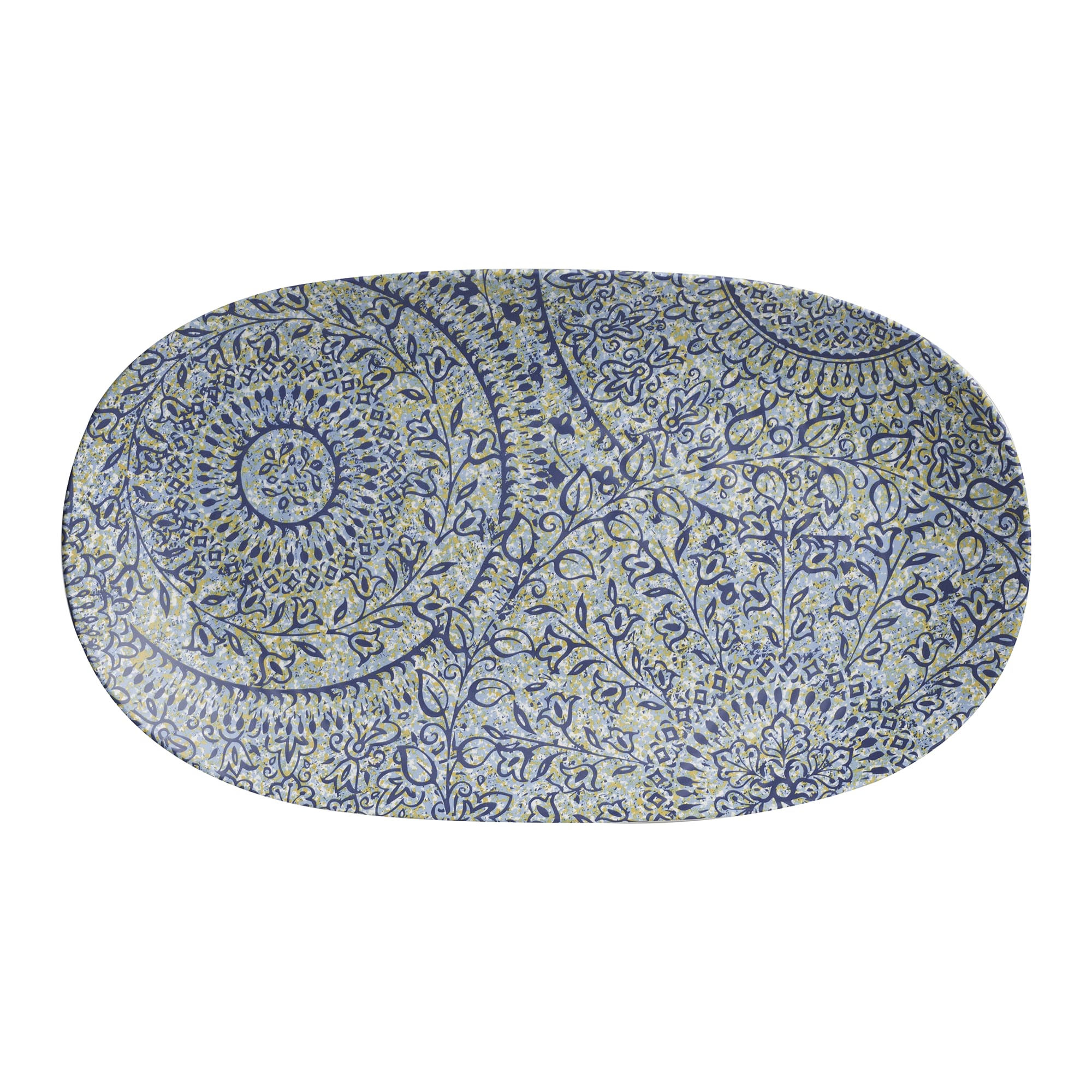 Steelite 7124TM076 Creations Solano 14" x 8" Oval Azure Blue Coupe Rim Platter